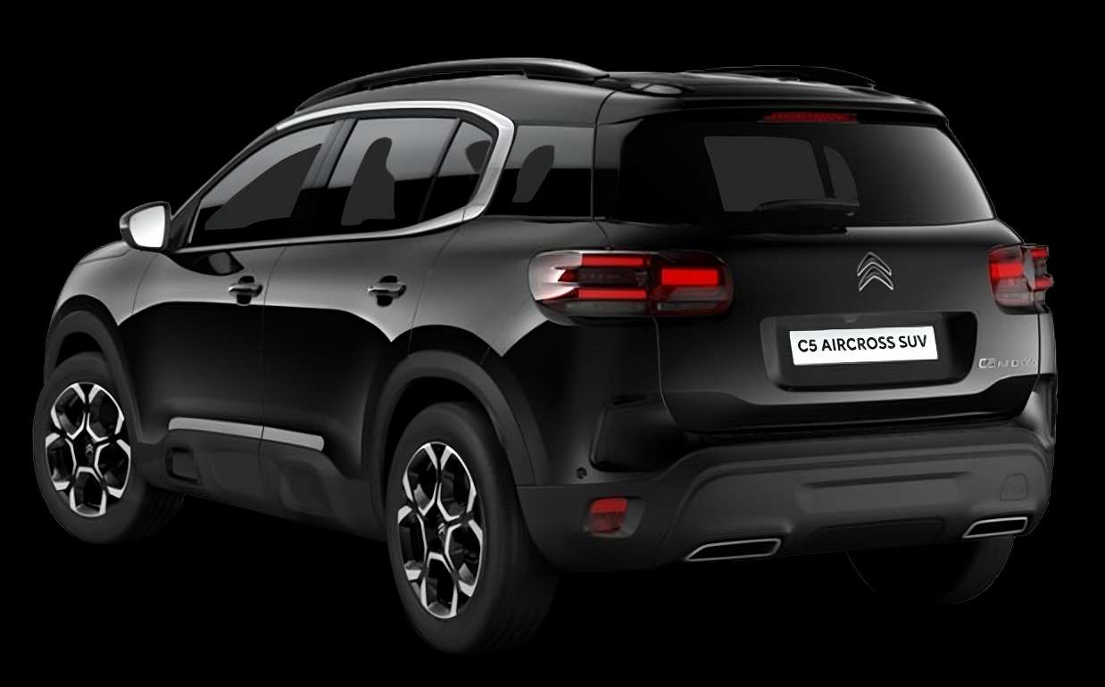 Schräge Heckansicht auf einen Citroën C5 Aircross, freigestellt