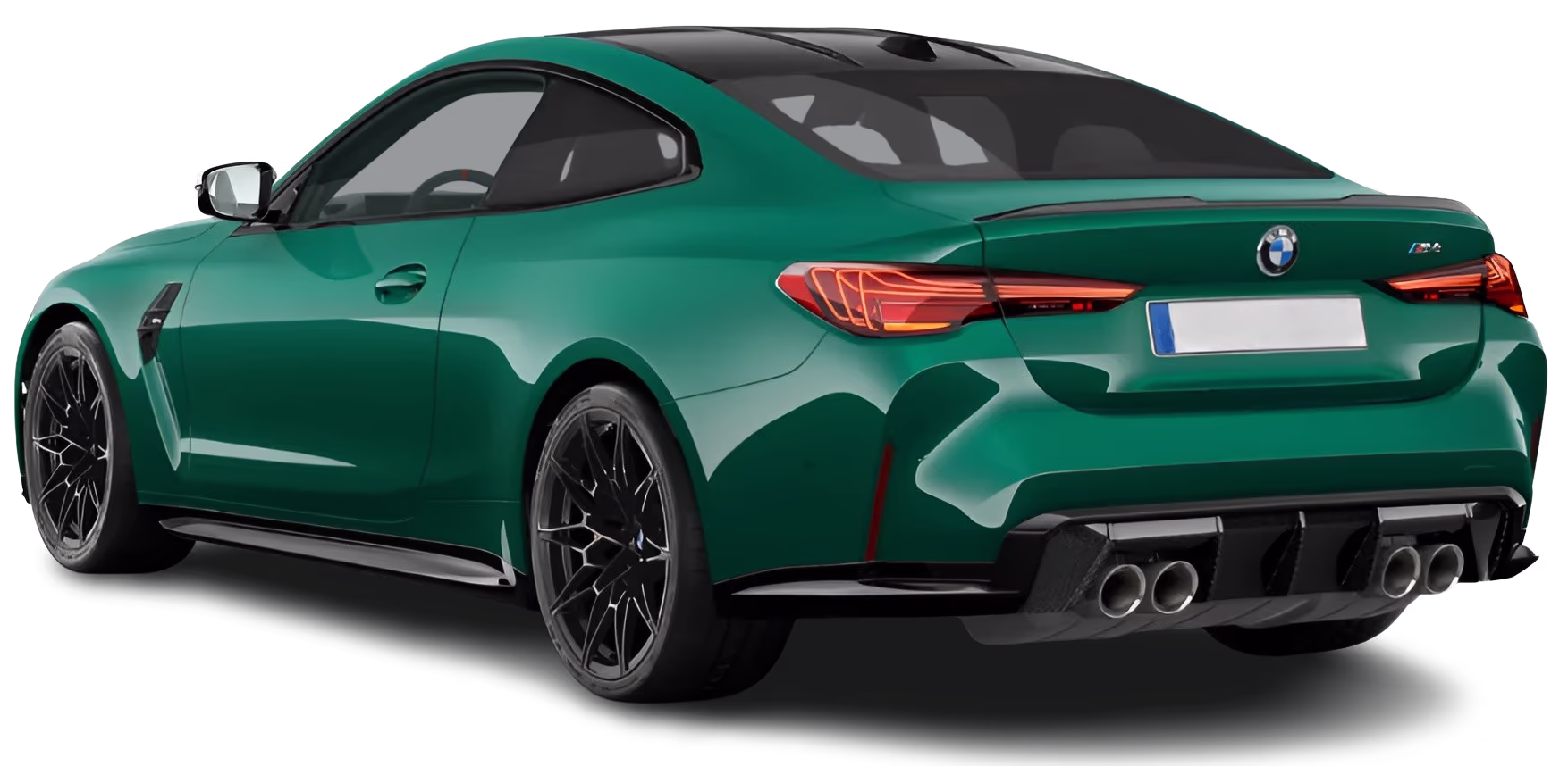 Schräge Heckansicht eines BMW 4er-Reihe, freigestellt