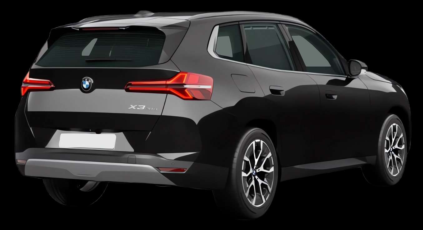 Schräge Heckansicht eines BMW X3, freigestellt