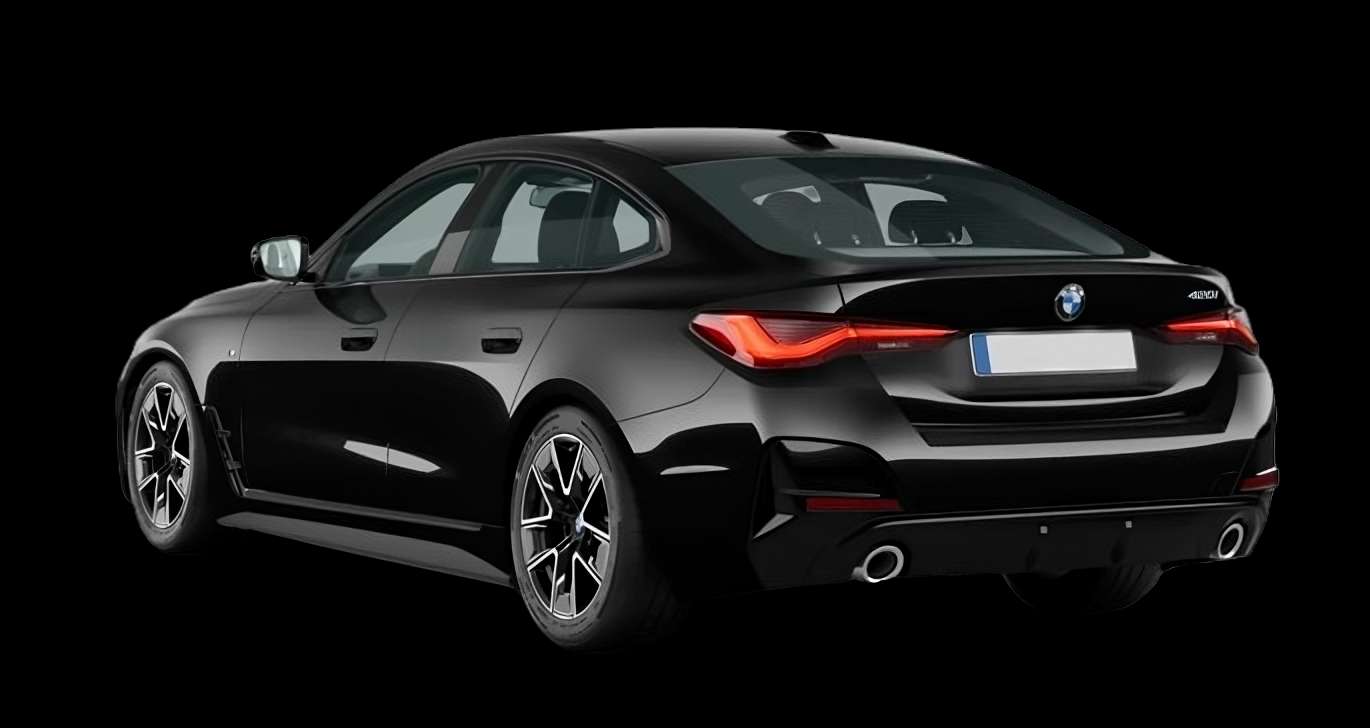 Schräge Heckansicht auf einen BMW 4er-Reihe, freigestellt