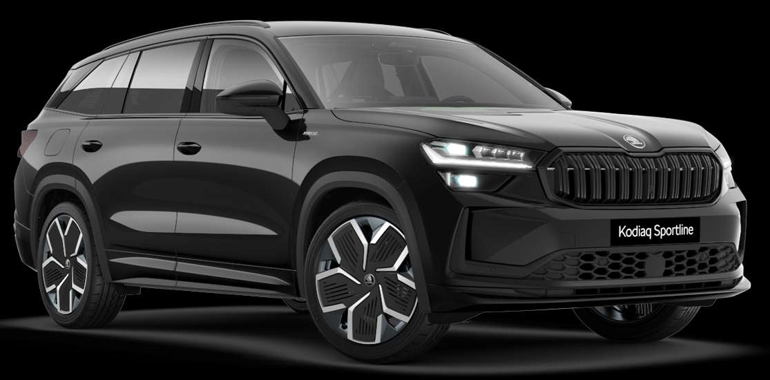 Schräge Frontansicht auf einen Skoda Kodiaq, freigestellt