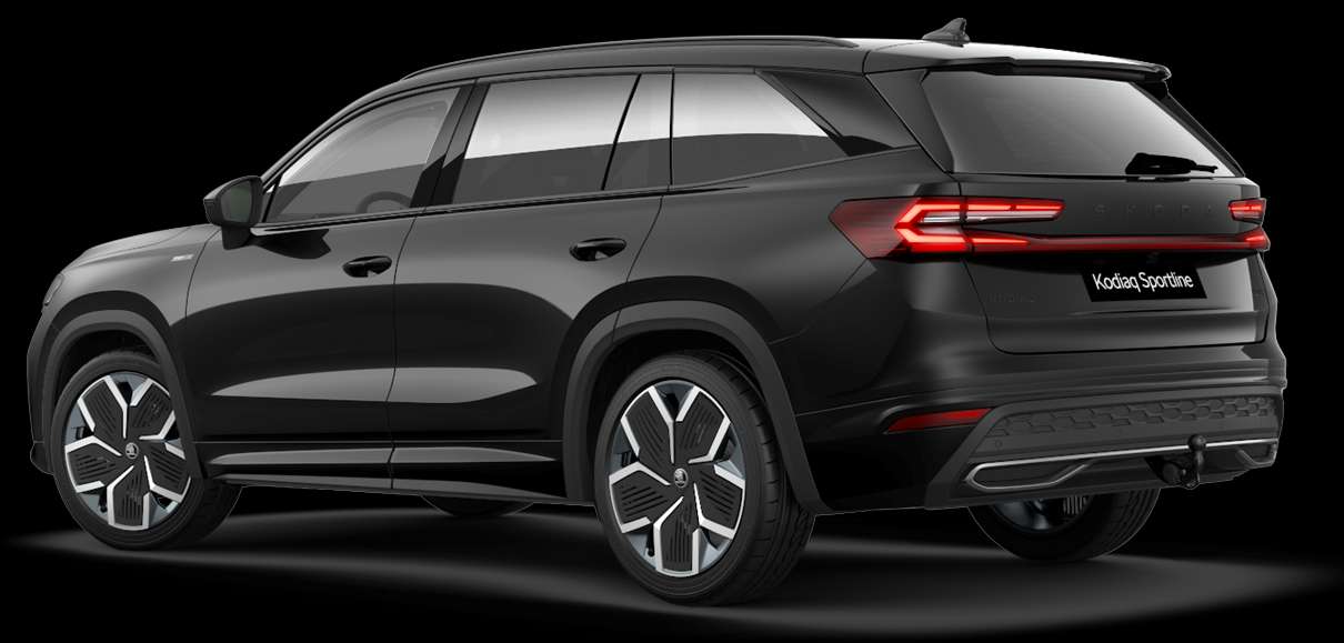 Schräge Heckansicht auf einen Skoda Kodiaq, freigestellt