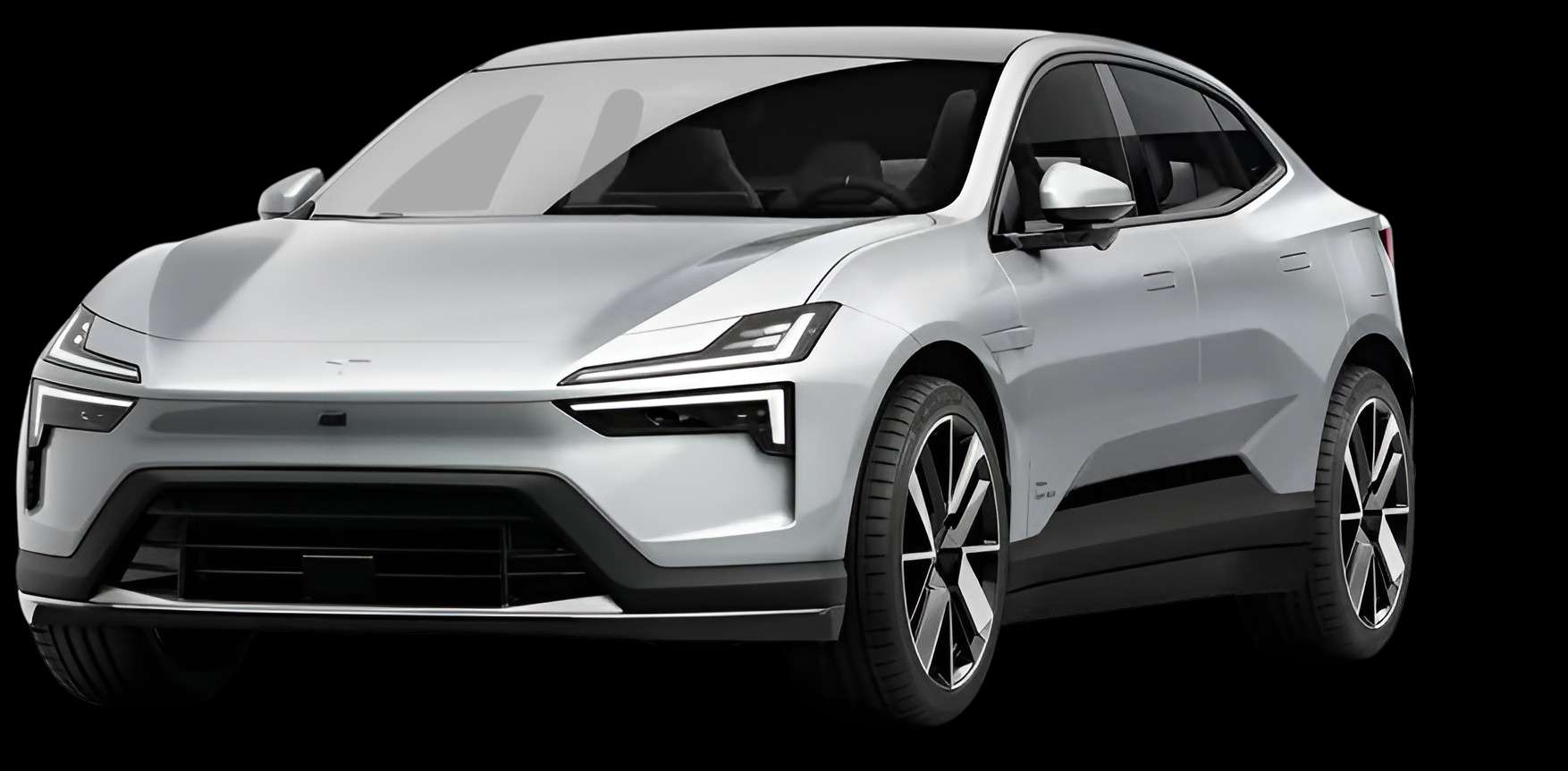 Schräge Frontansicht eines Polestar 4, freigestellt