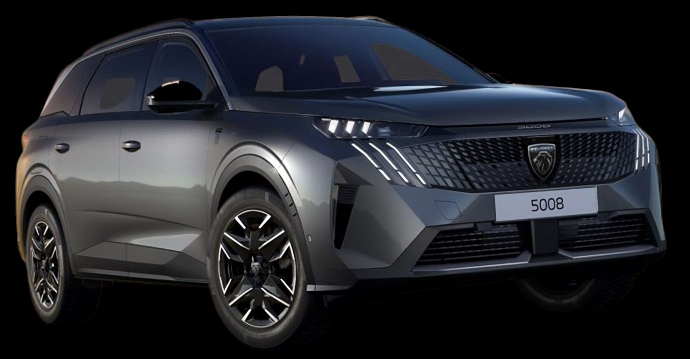 Schräge Frontansicht eines Peugeot 5008, freigestellt
