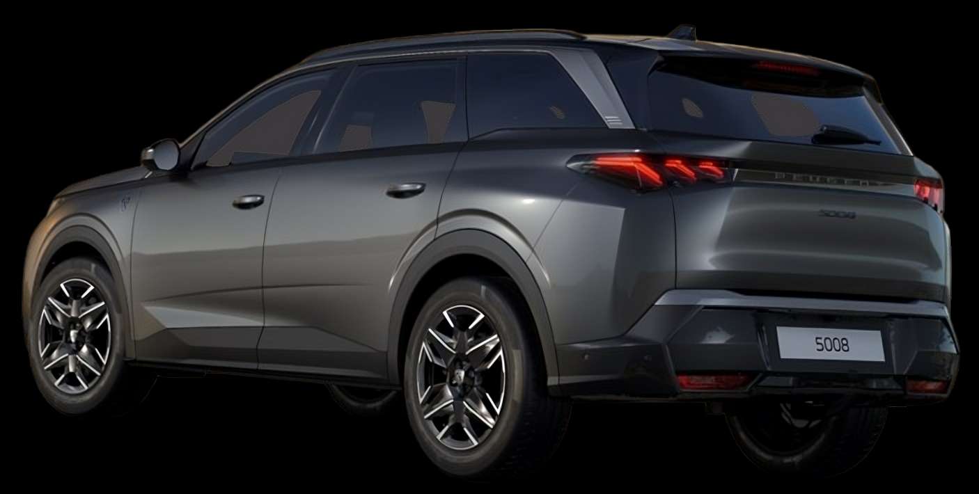 Schräge Heckansicht eines Peugeot 5008, freigestellt
