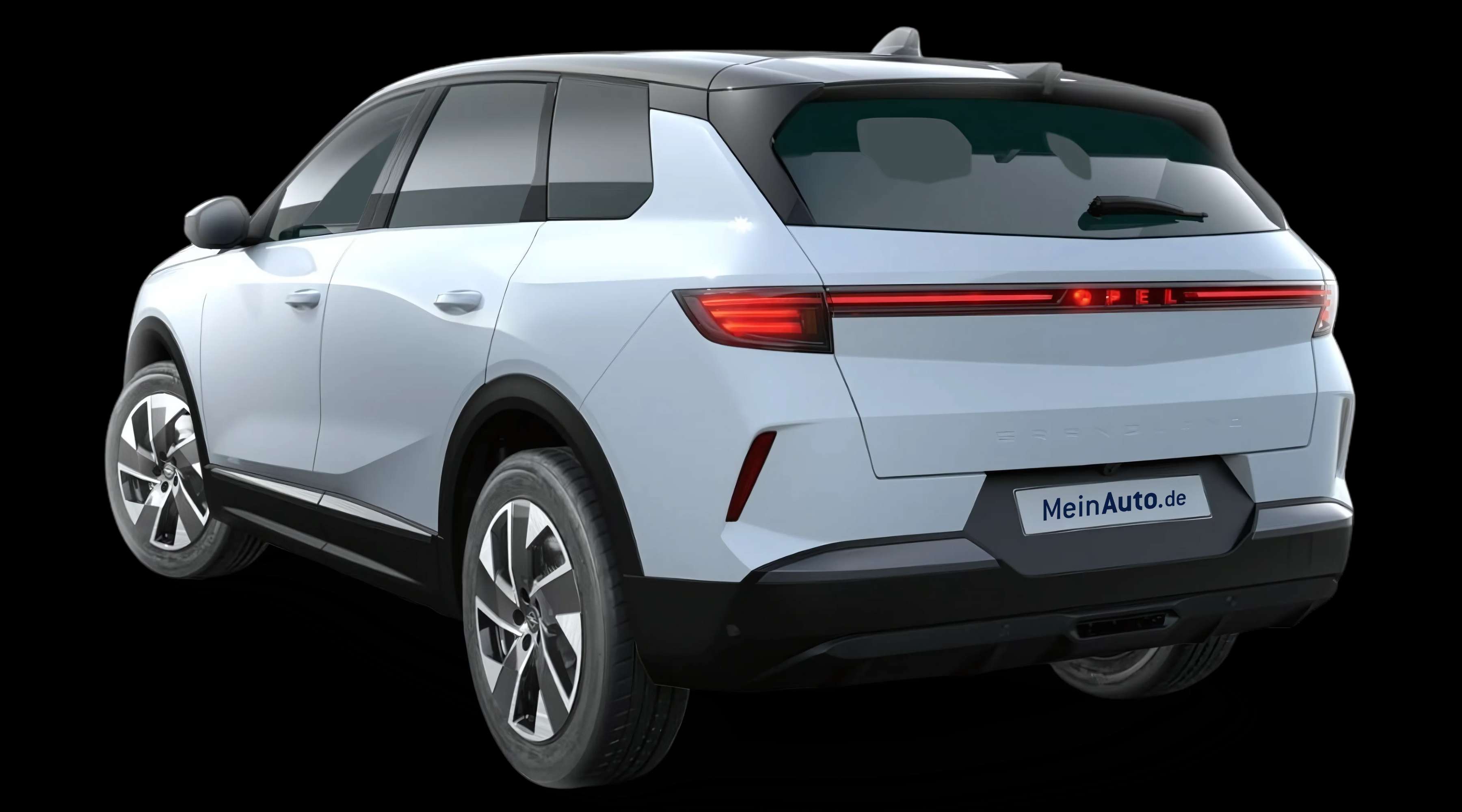 Schräge Heckansicht eines Opel Grandland, freigestellt