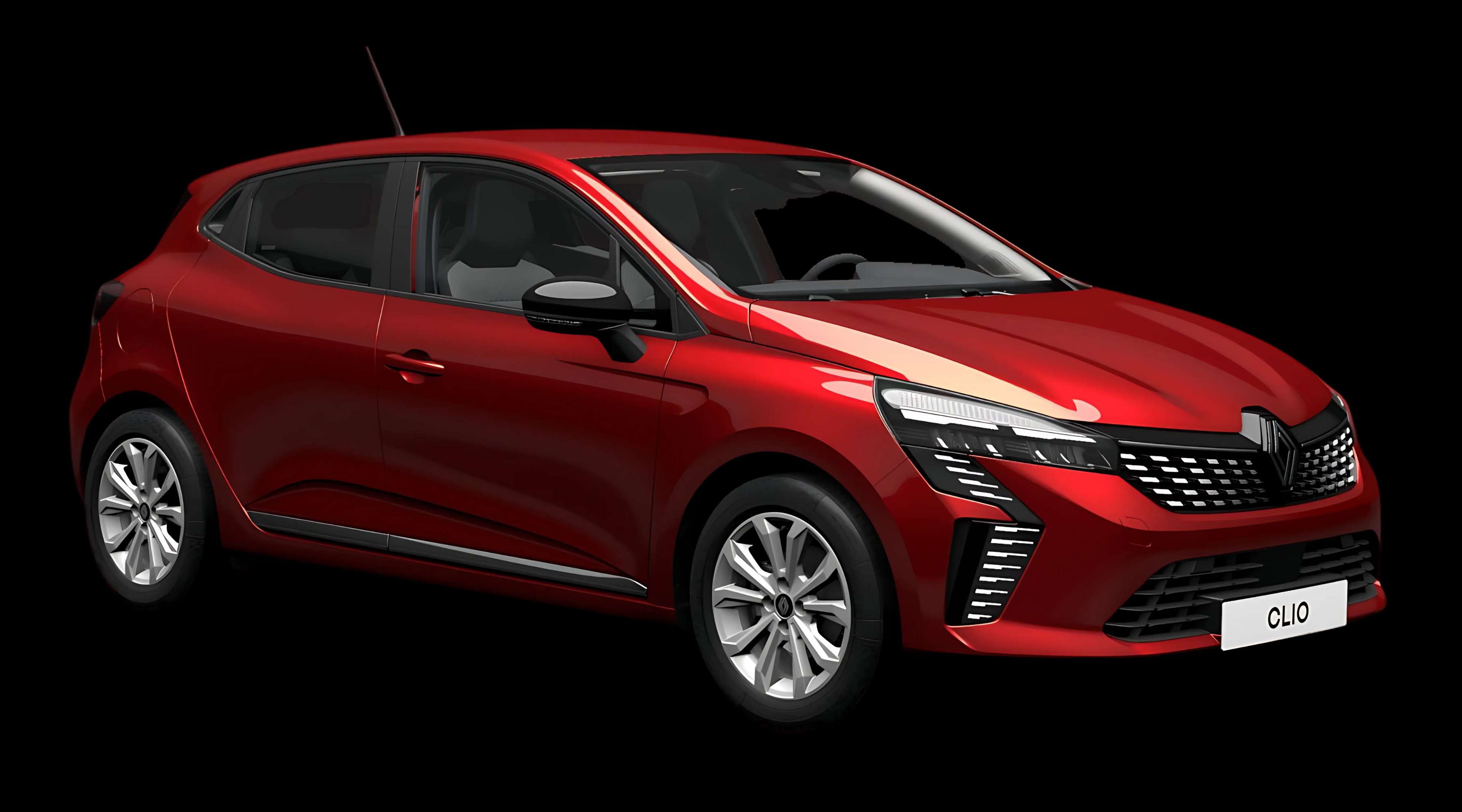 Schräge Frontansicht eines Renault Clio, freigestellt