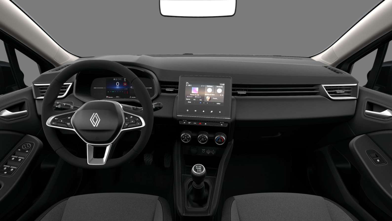 Ansicht des Armaturenbretts eines Renault Clio