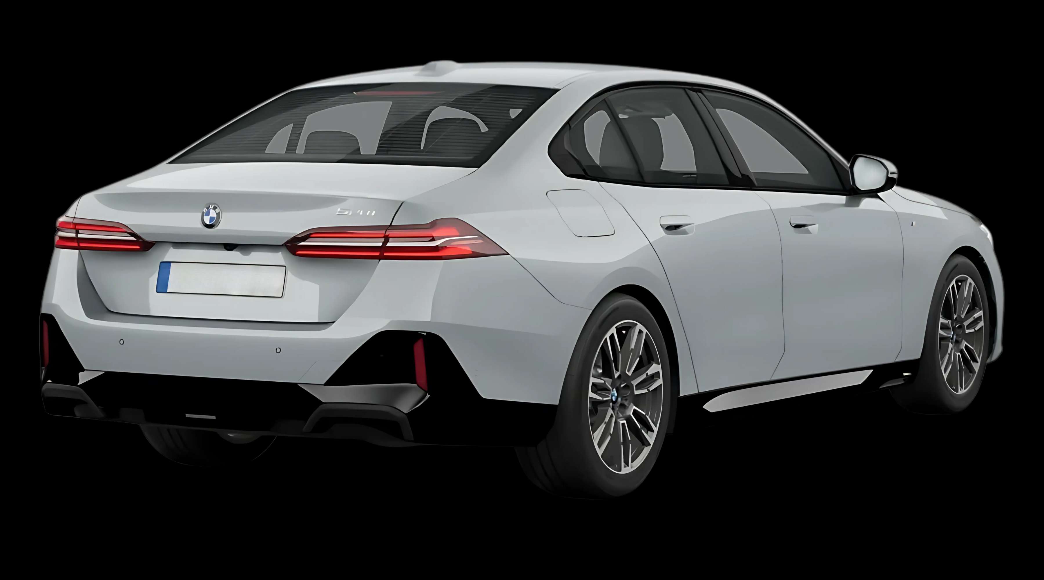 Schräge Heckansicht auf einen BMW 5er-Reihe, freigestellt