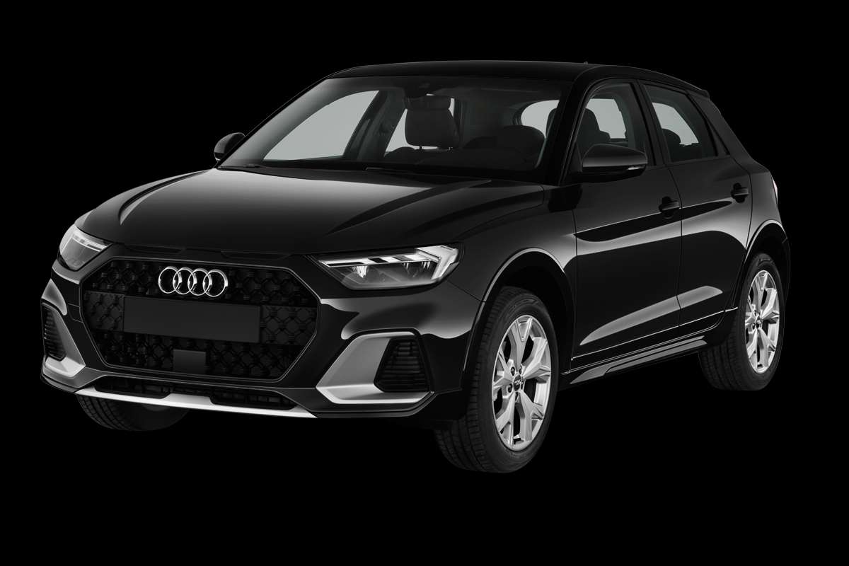 Schräge Frontansicht auf einen Audi A1, freigestellt