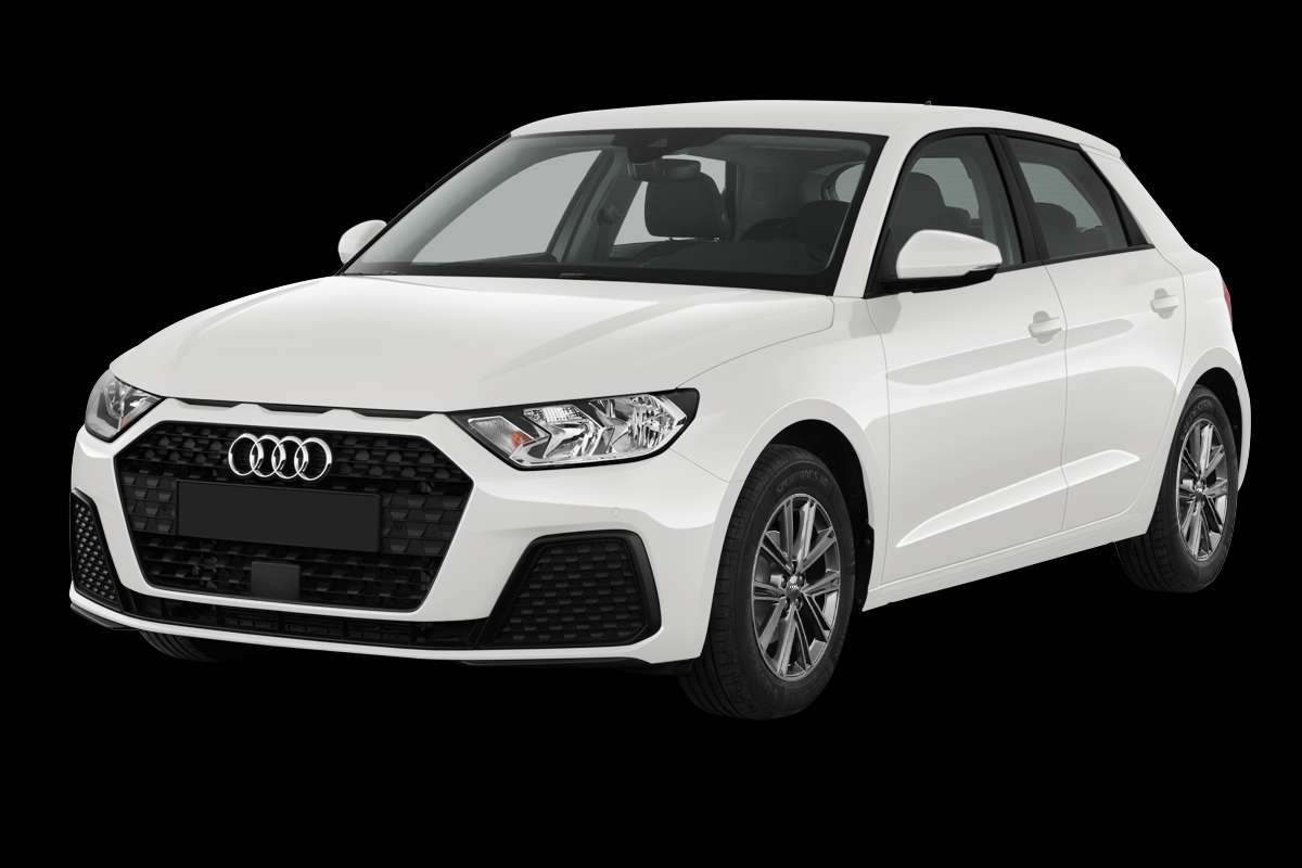 Schräge Frontansicht auf einen Audi A1, freigestellt