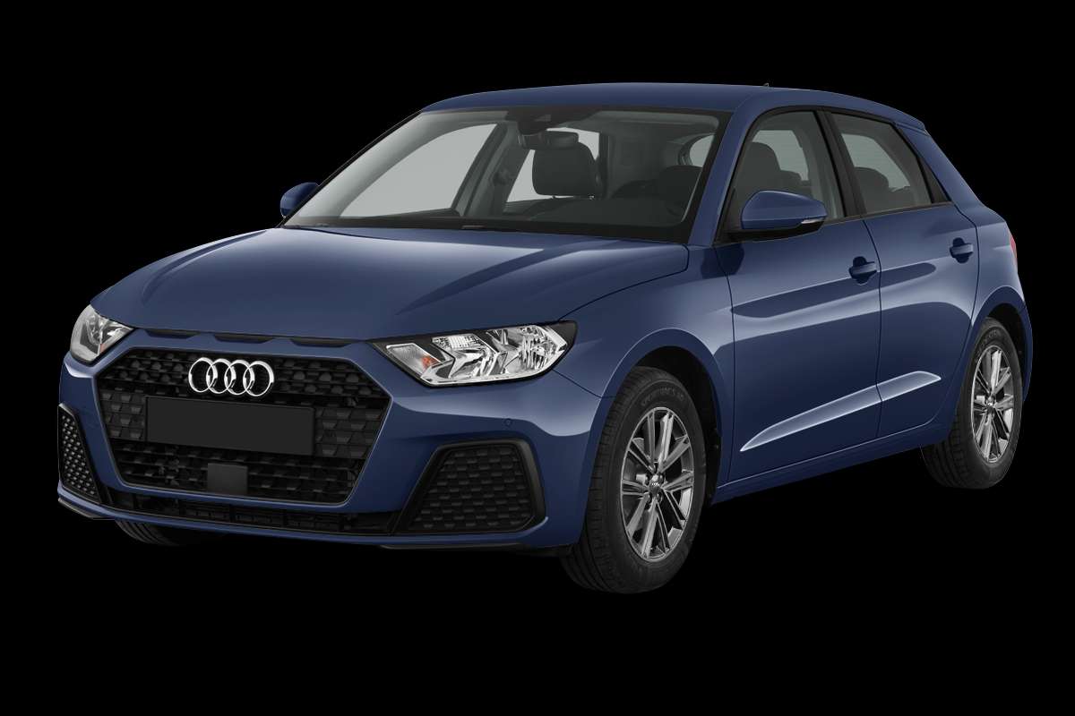 Schräge Frontansicht auf einen Audi A1, freigestellt