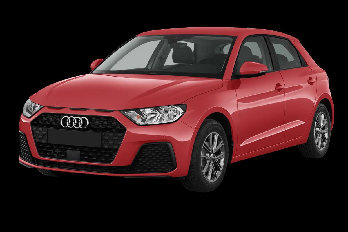 Schräge Frontansicht auf einen Audi A1, freigestellt
