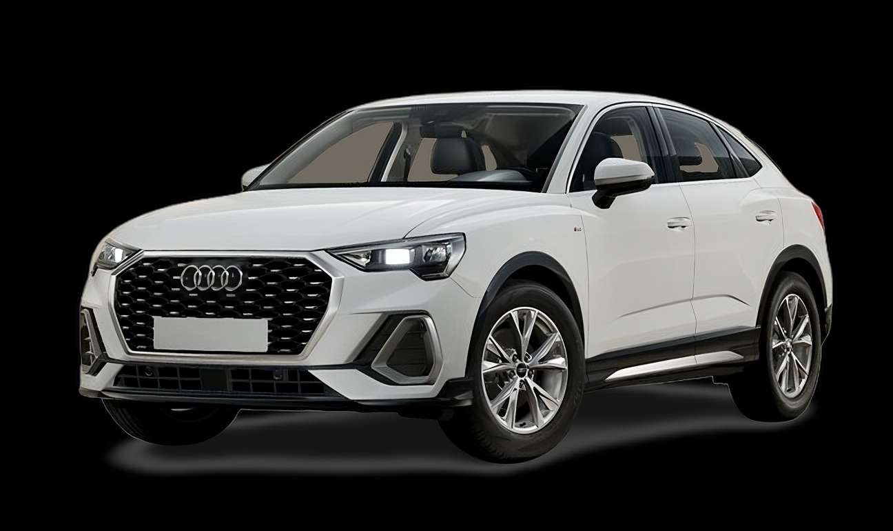 Frontansicht auf einen Audi Q3 Sportback, freigestellt