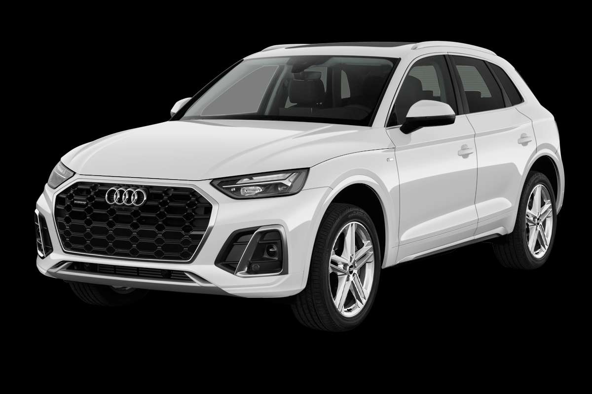 Schräge Frontansicht auf einen Audi Q5, freigestellt