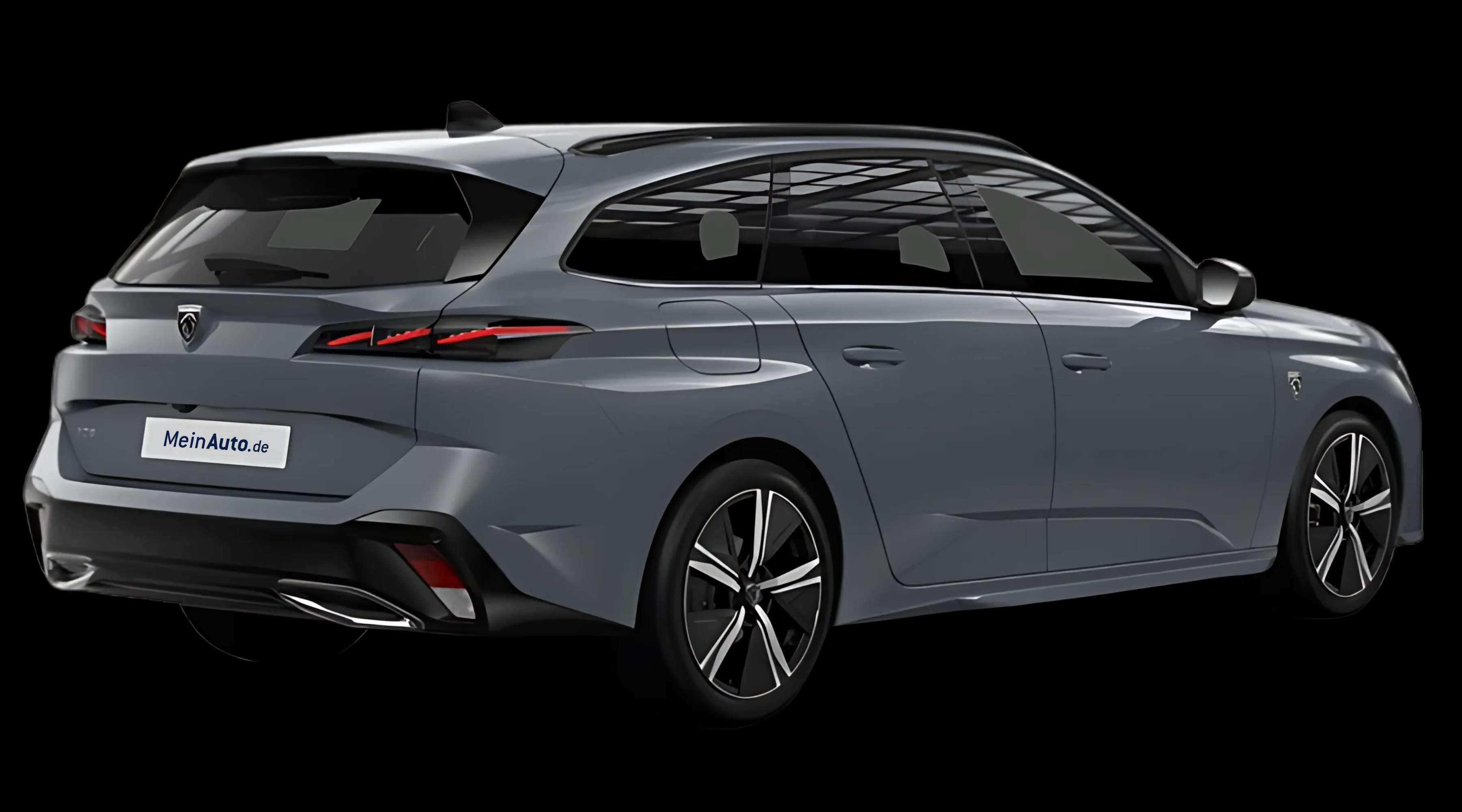 Schräge Heckansicht eines Peugeot 308, freigestellt