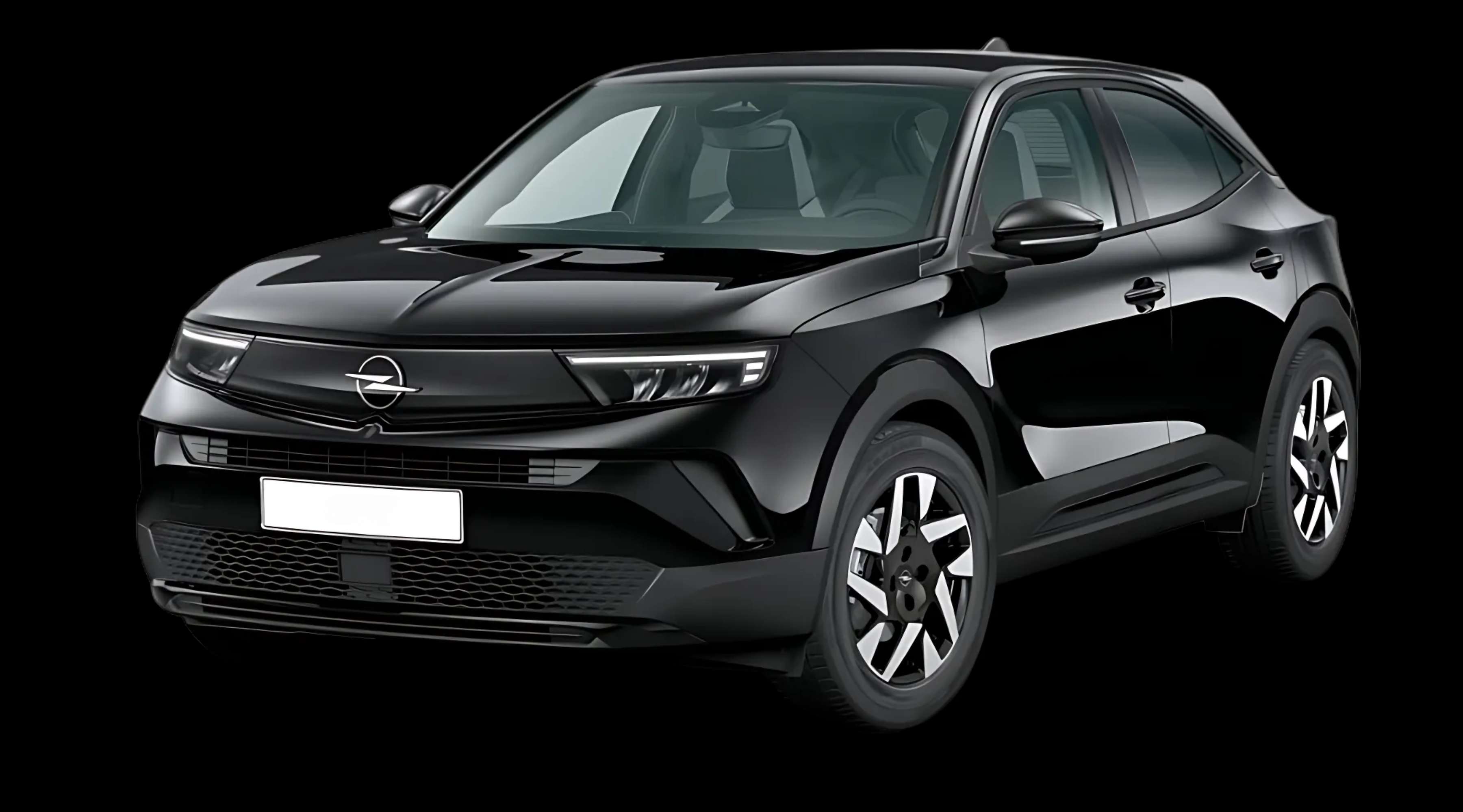 Schräge Frontansicht auf einen Opel Mokka, freigestellt
