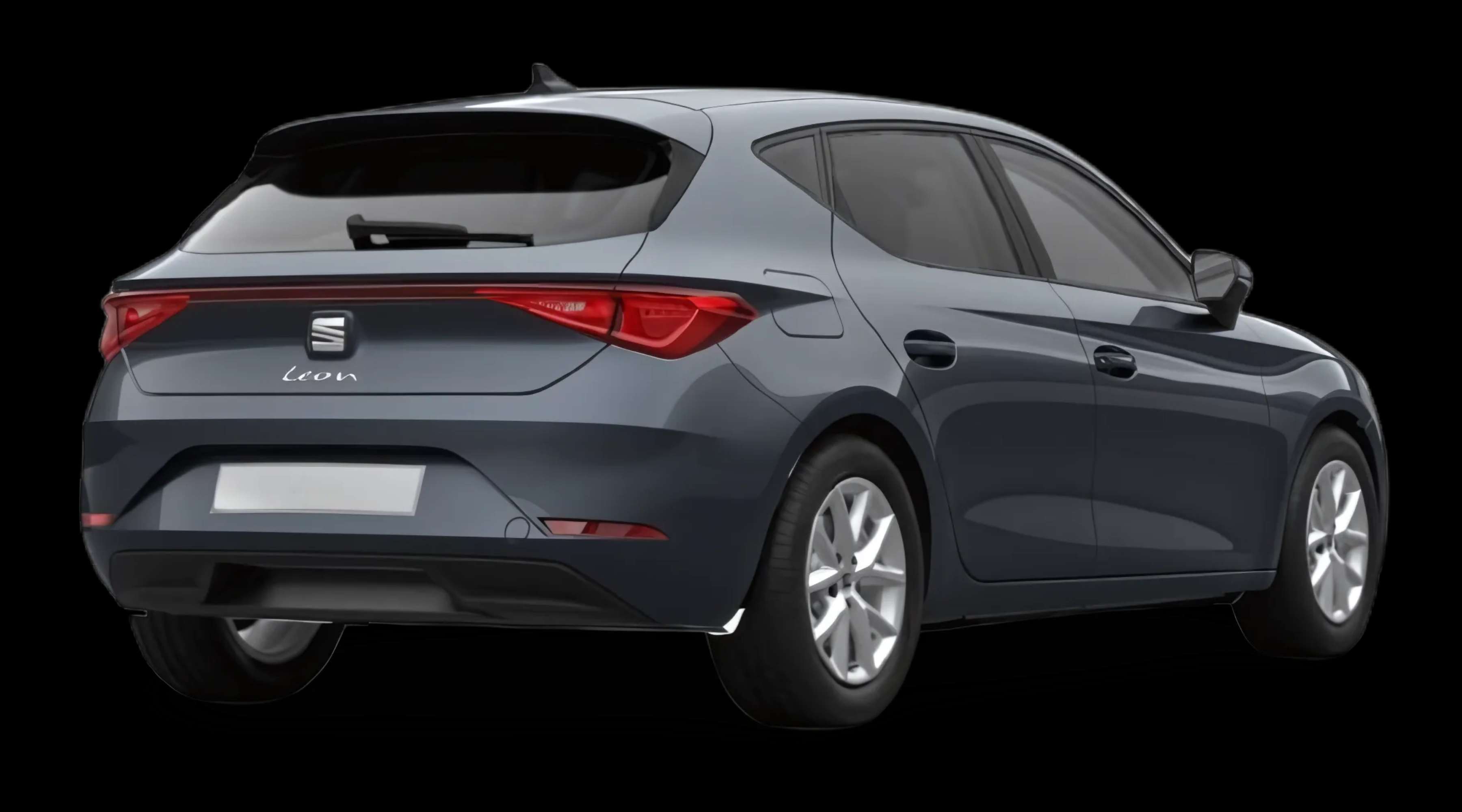 Schräge Heckansicht eines SEAT Leon, freigestellt