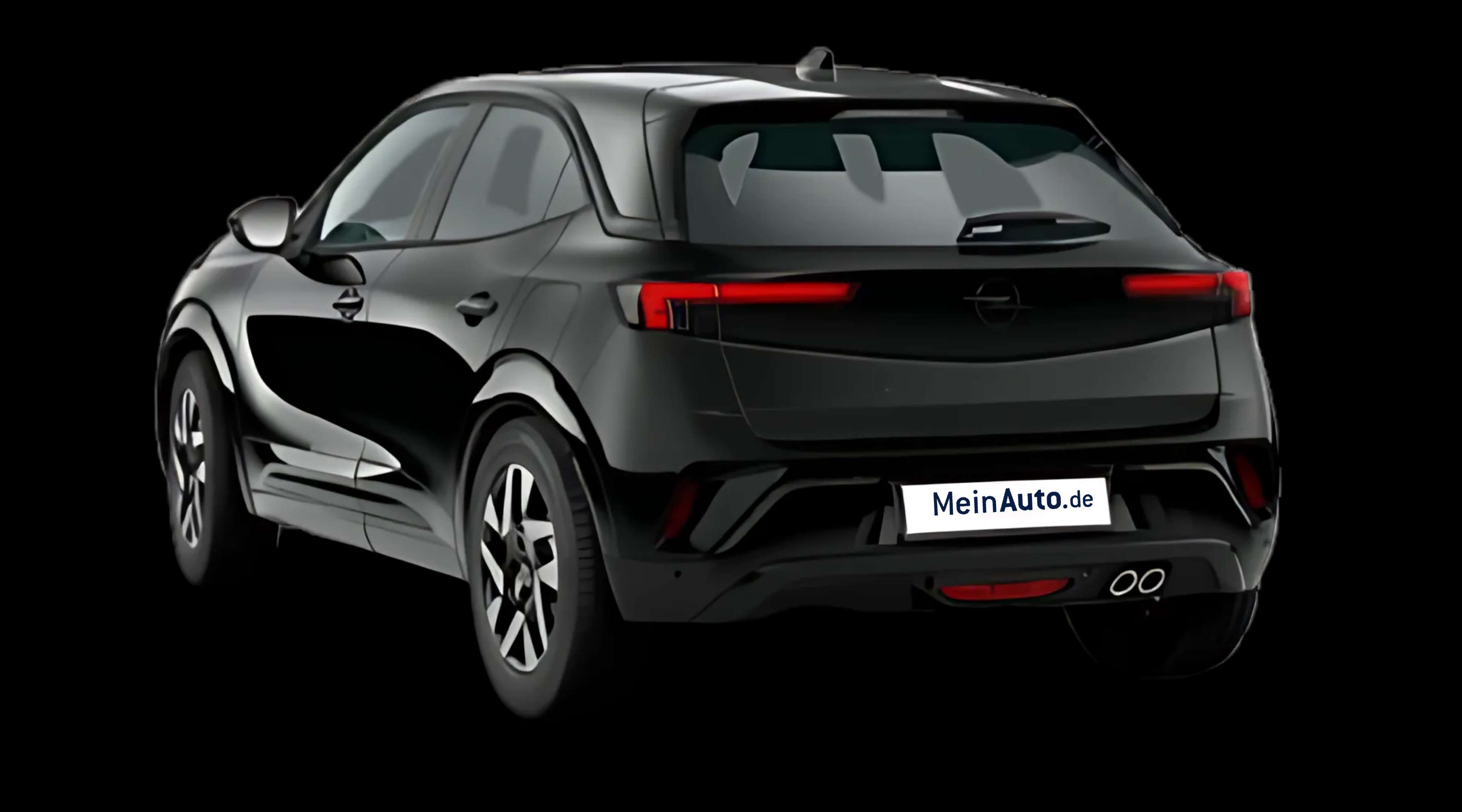 Schräge Heckansicht auf einen Opel Mokka, freigestellt