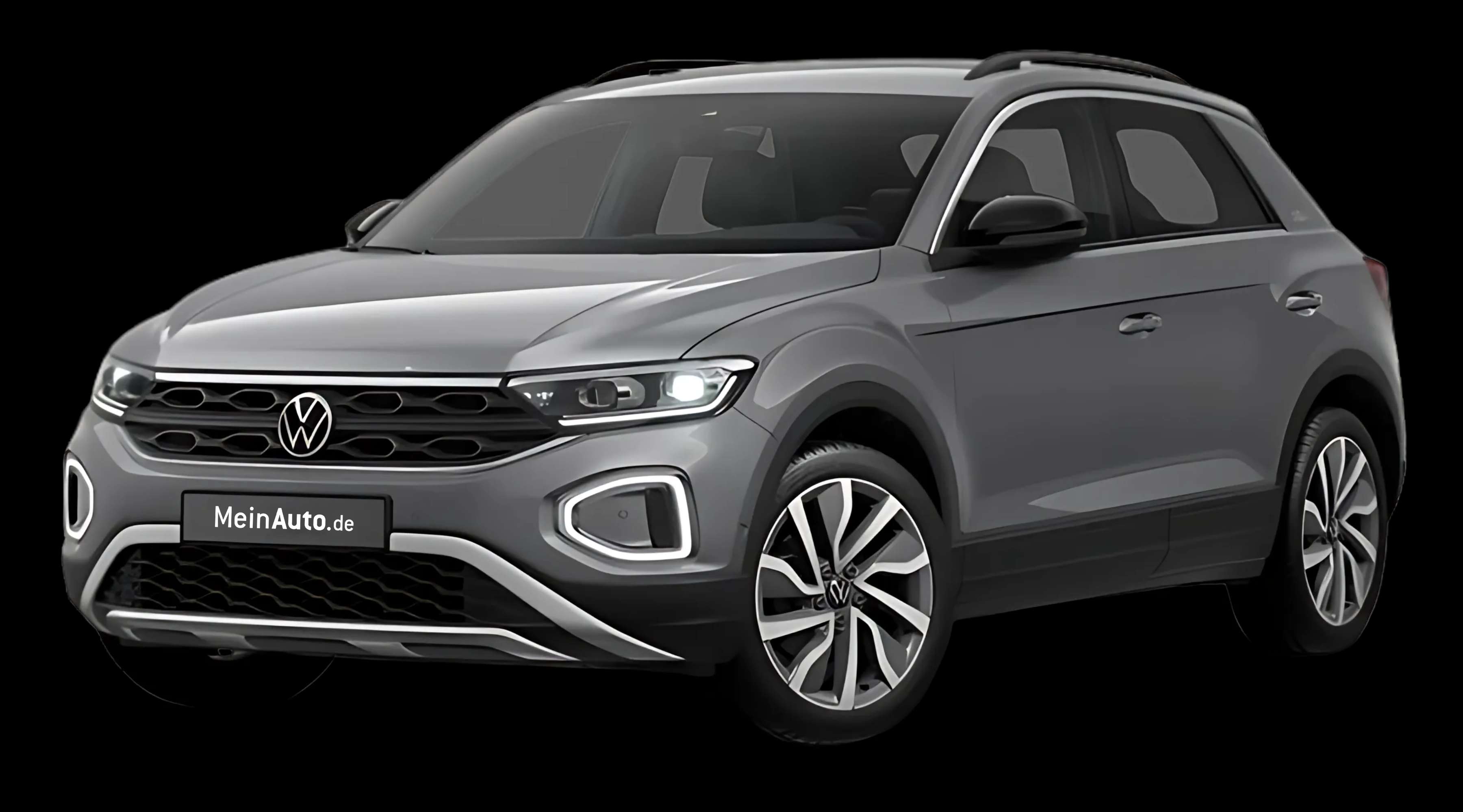 Schräge Frontansicht auf einen Volkswagen T-Roc, freigestellt