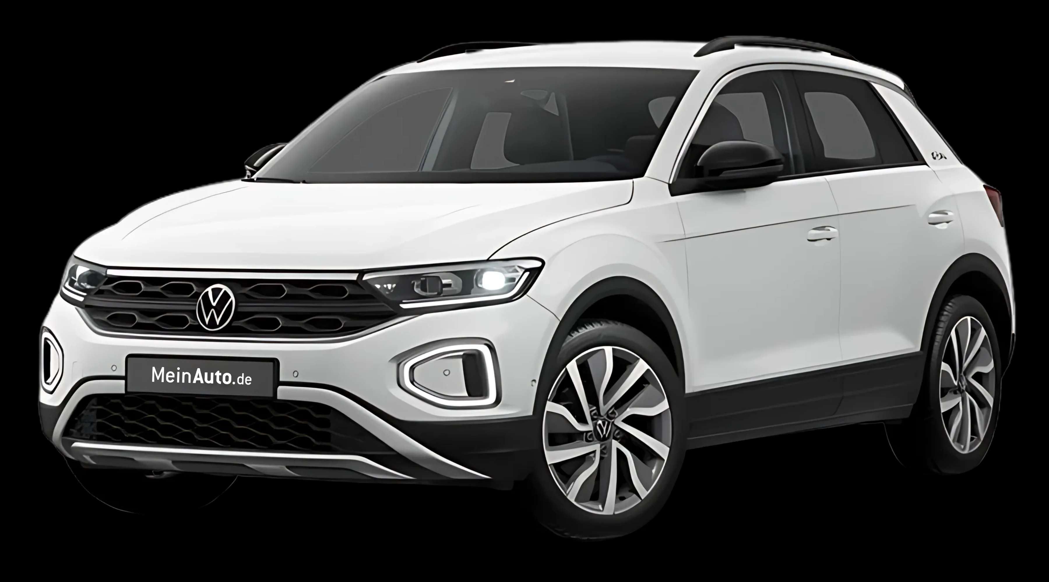 Schräge Frontansicht auf einen Volkswagen T-Roc, freigestellt