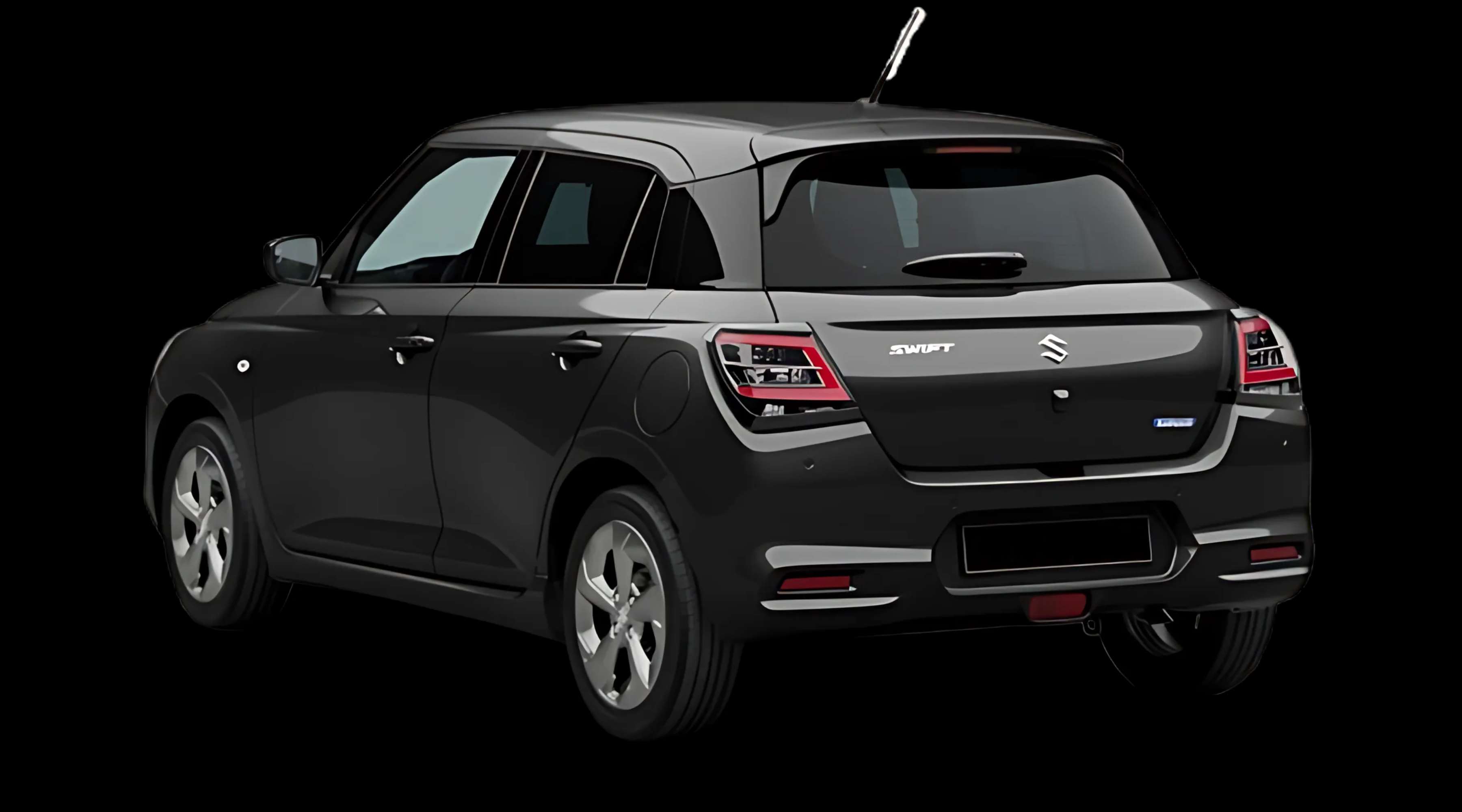 Schräge Heckansicht eines Suzuki Swift, freigestellt