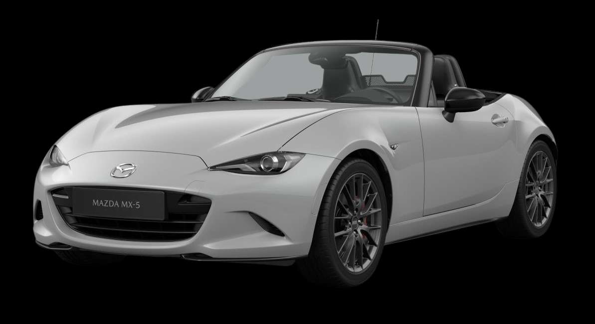Schräge Frontansicht auf einen Mazda MX-5, freigestellt