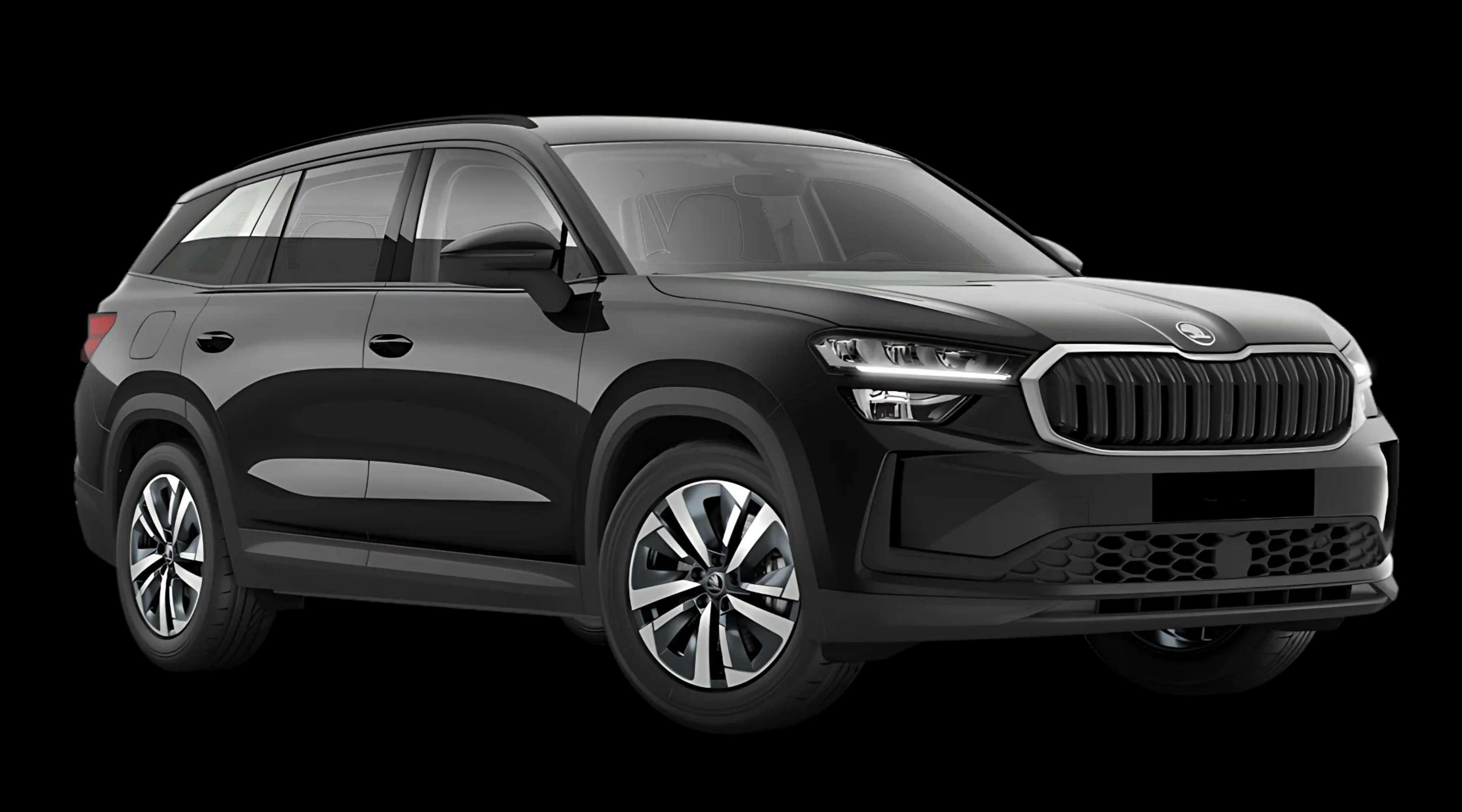 Schräge Frontansicht auf einen Skoda Kodiaq, freigestellt