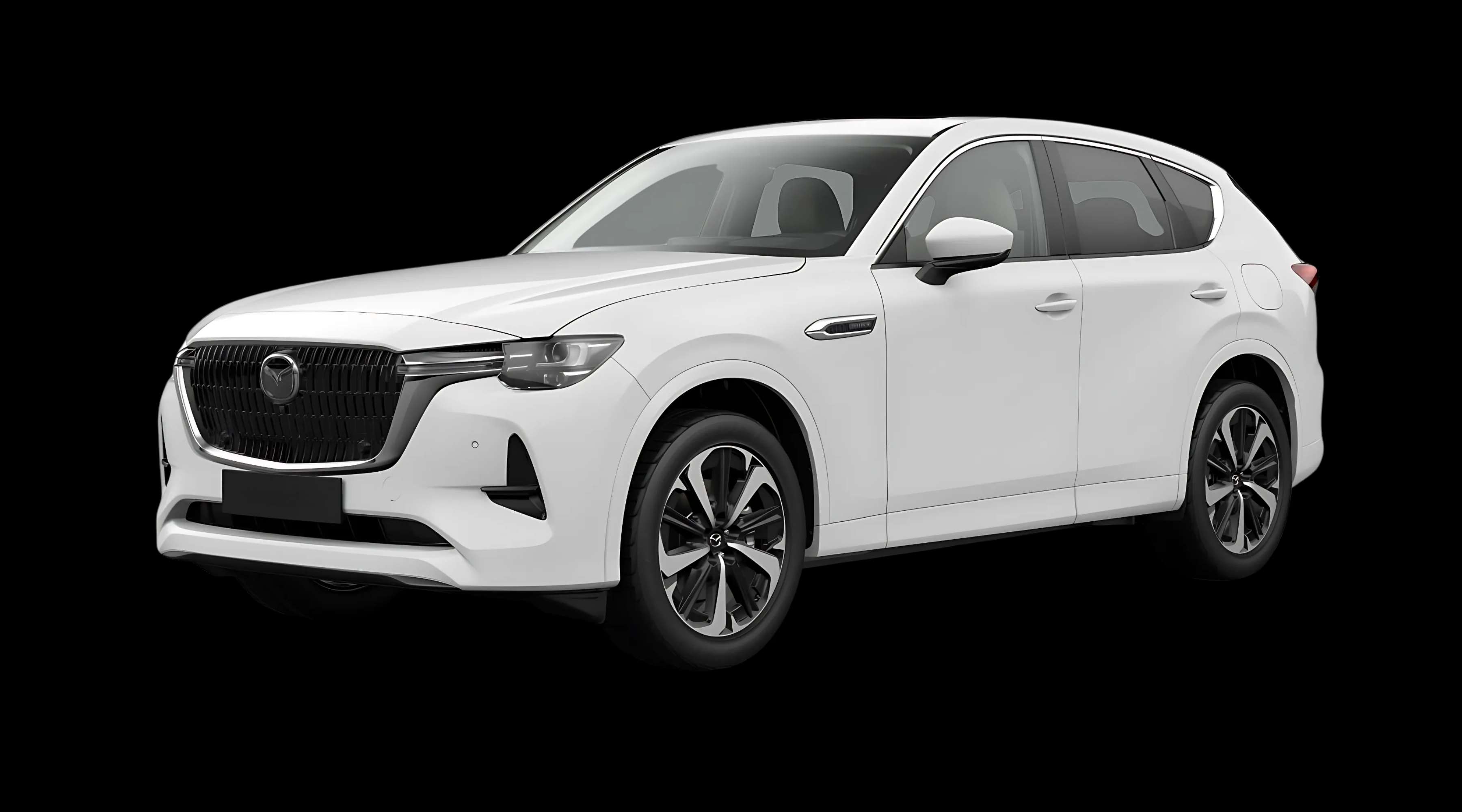 Schräge Frontansicht eines Mazda CX-60, freigestellt