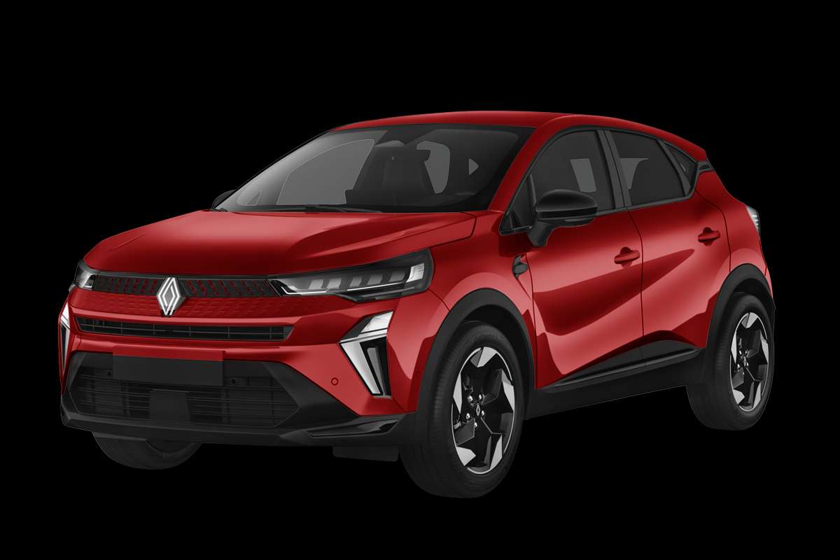 Schräge Frontansicht auf einen Renault Captur, freigestellt