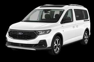 Schräge Frontansicht auf einen Ford Tourneo Connect Titanium, freigestellt