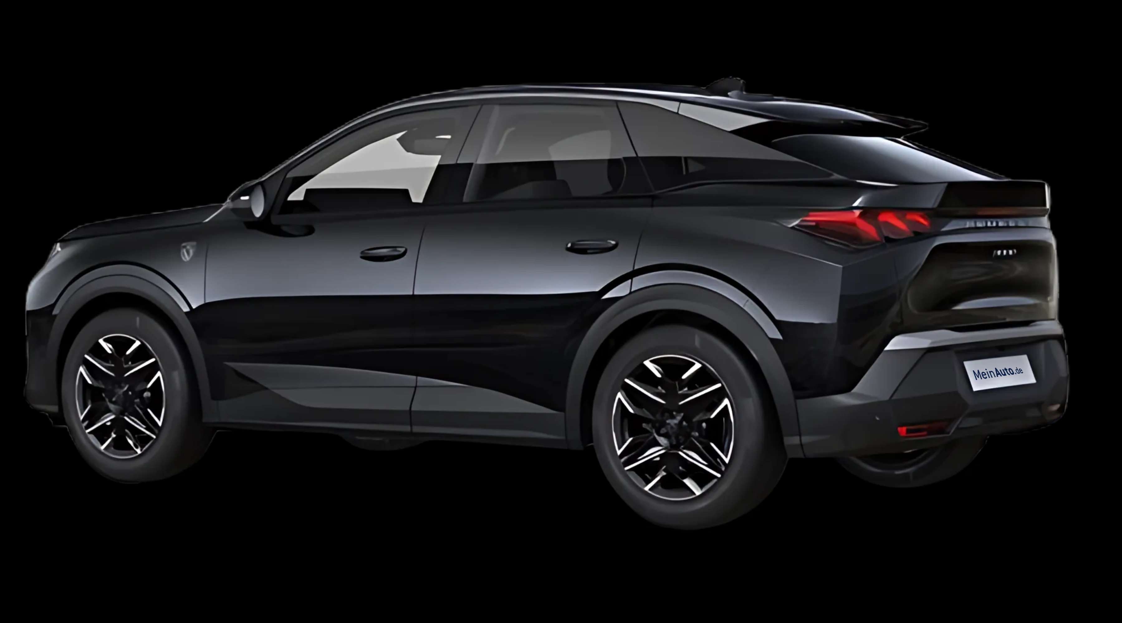 Schräge Heckansicht auf einen Peugeot 3008, freigestellt