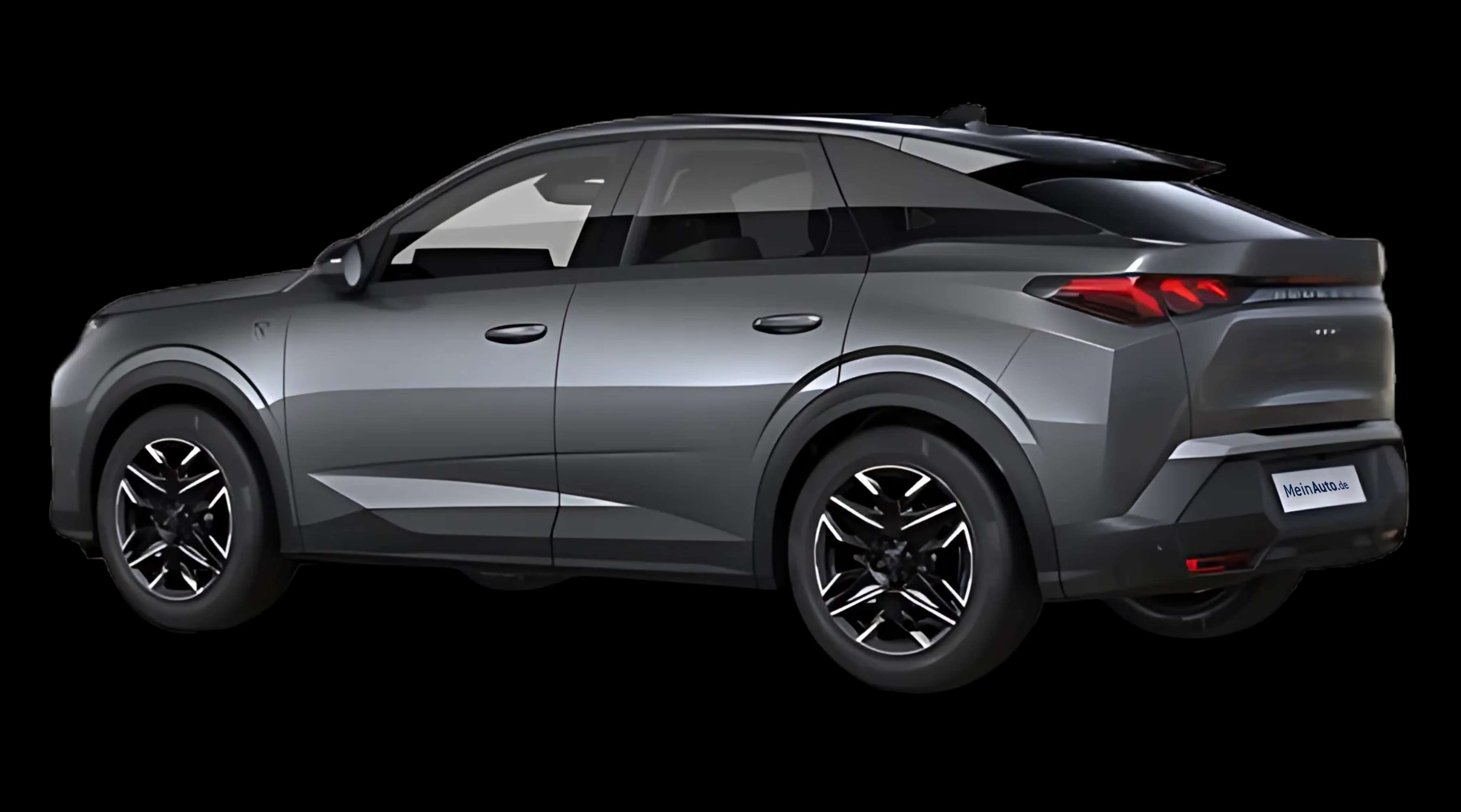 Schräge Heckansicht auf einen Peugeot 3008, freigestellt