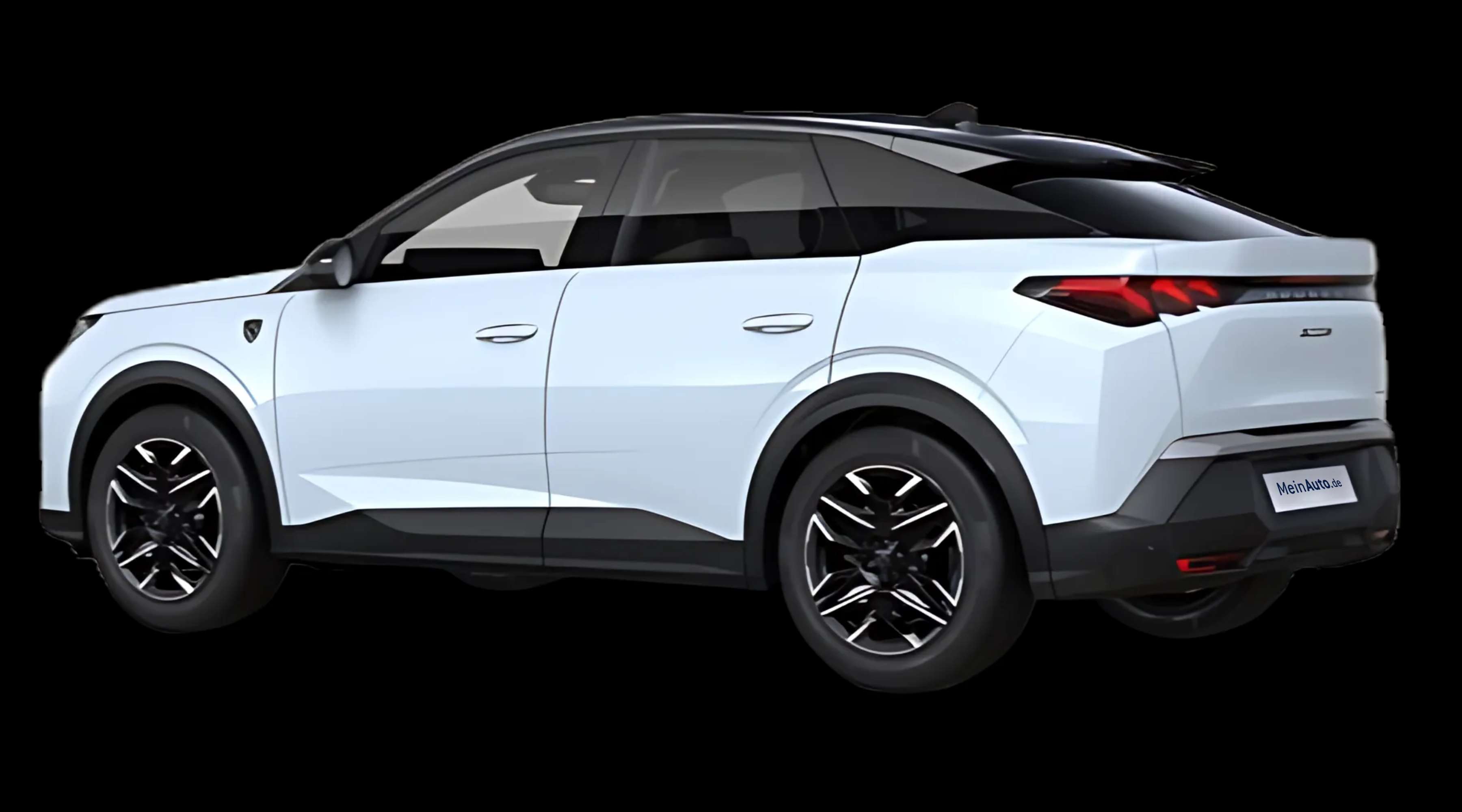 Schräge Heckansicht auf einen Peugeot 3008, freigestellt