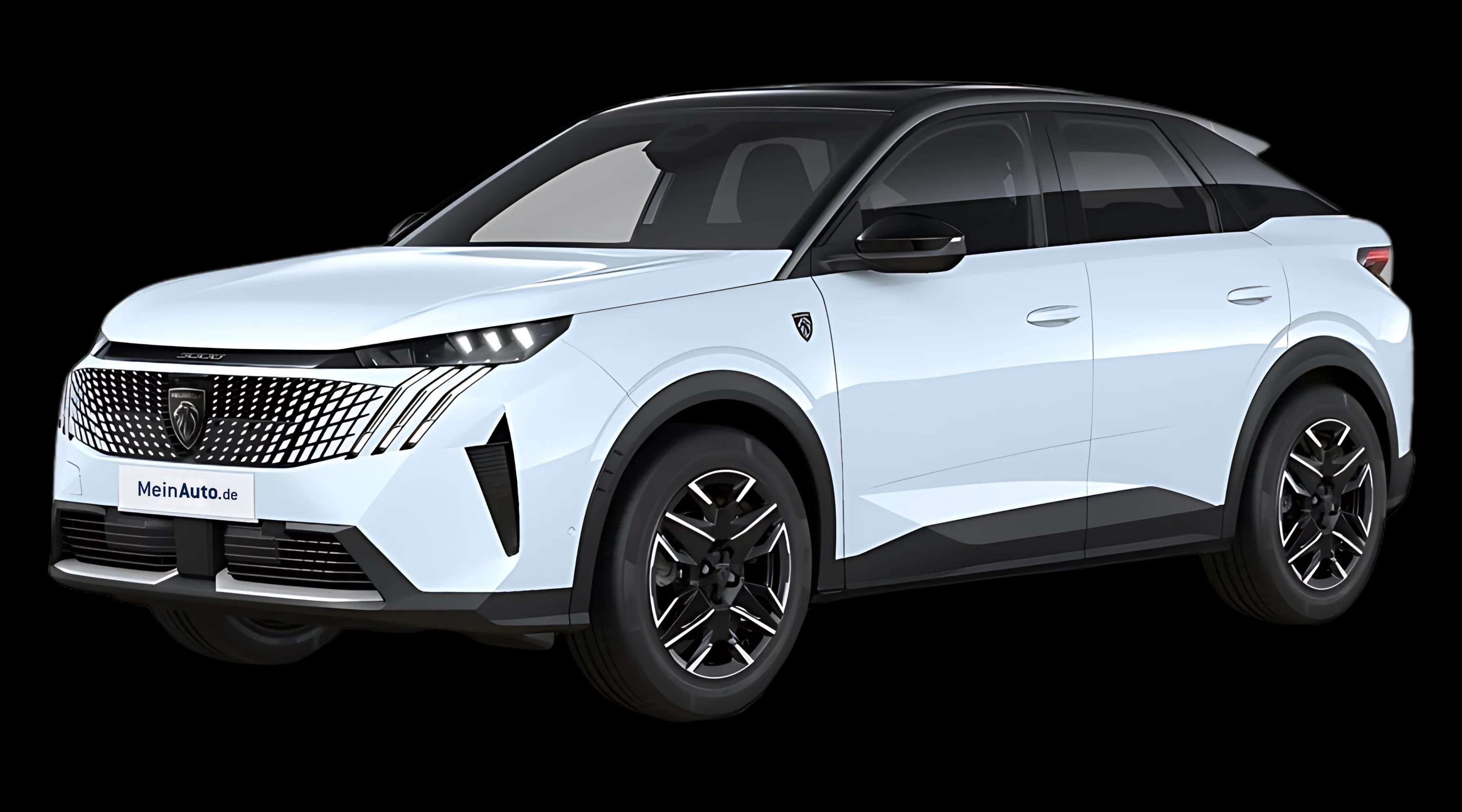 Schräge Frontansicht auf einen Peugeot 3008, freigestellt