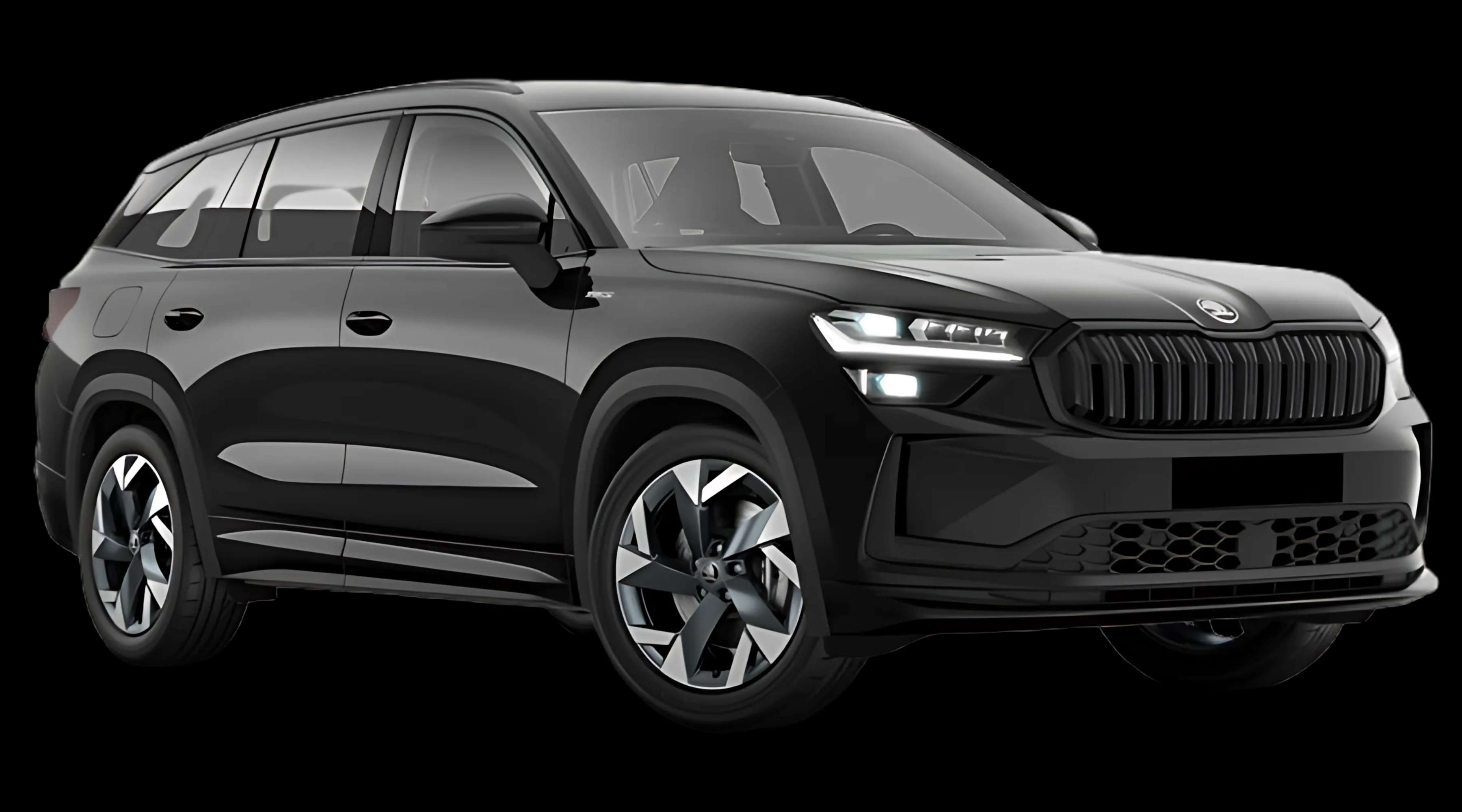 Schräge Frontansicht auf einen Skoda Kodiaq, freigestellt