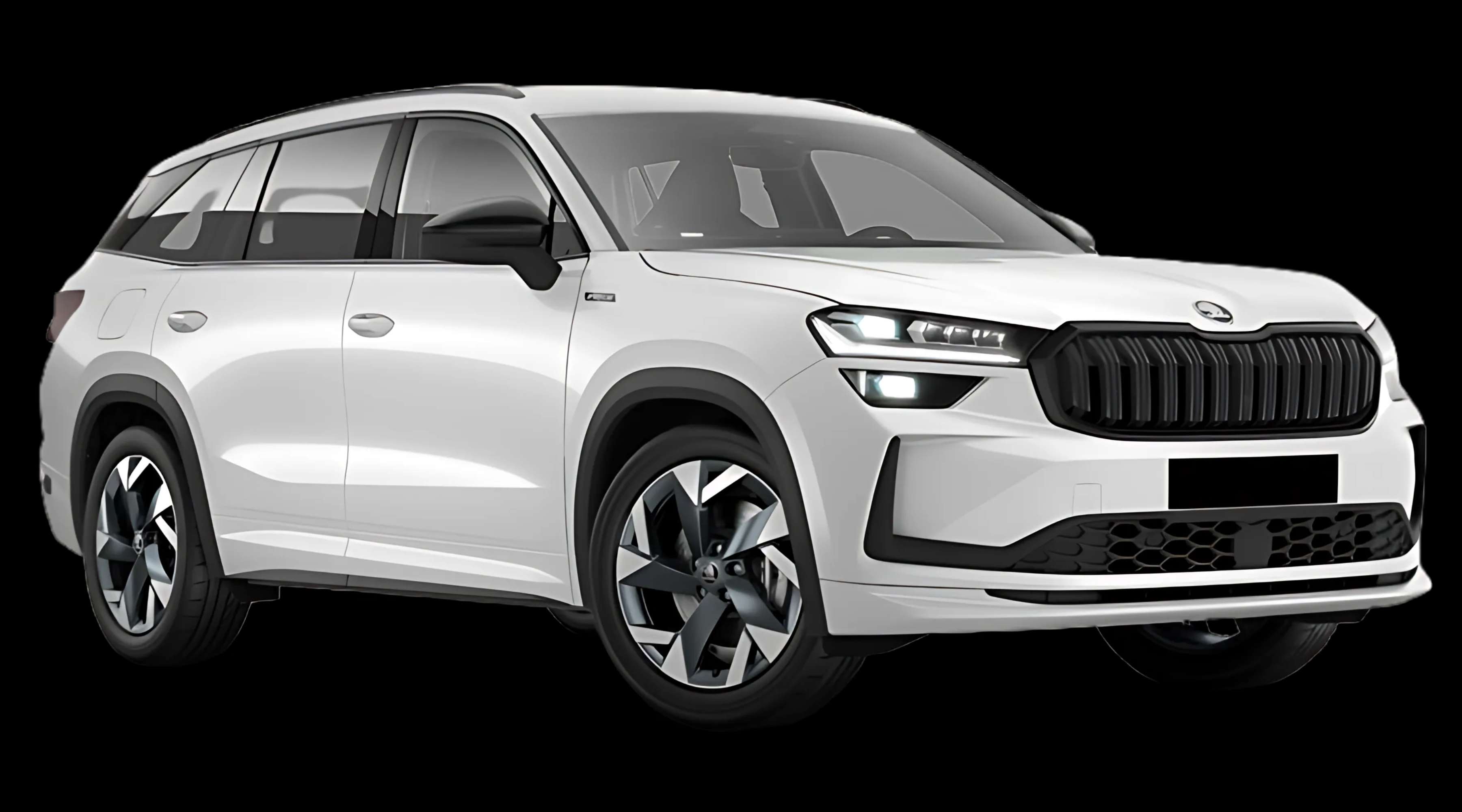 Schräge Frontansicht auf einen Skoda Kodiaq, freigestellt