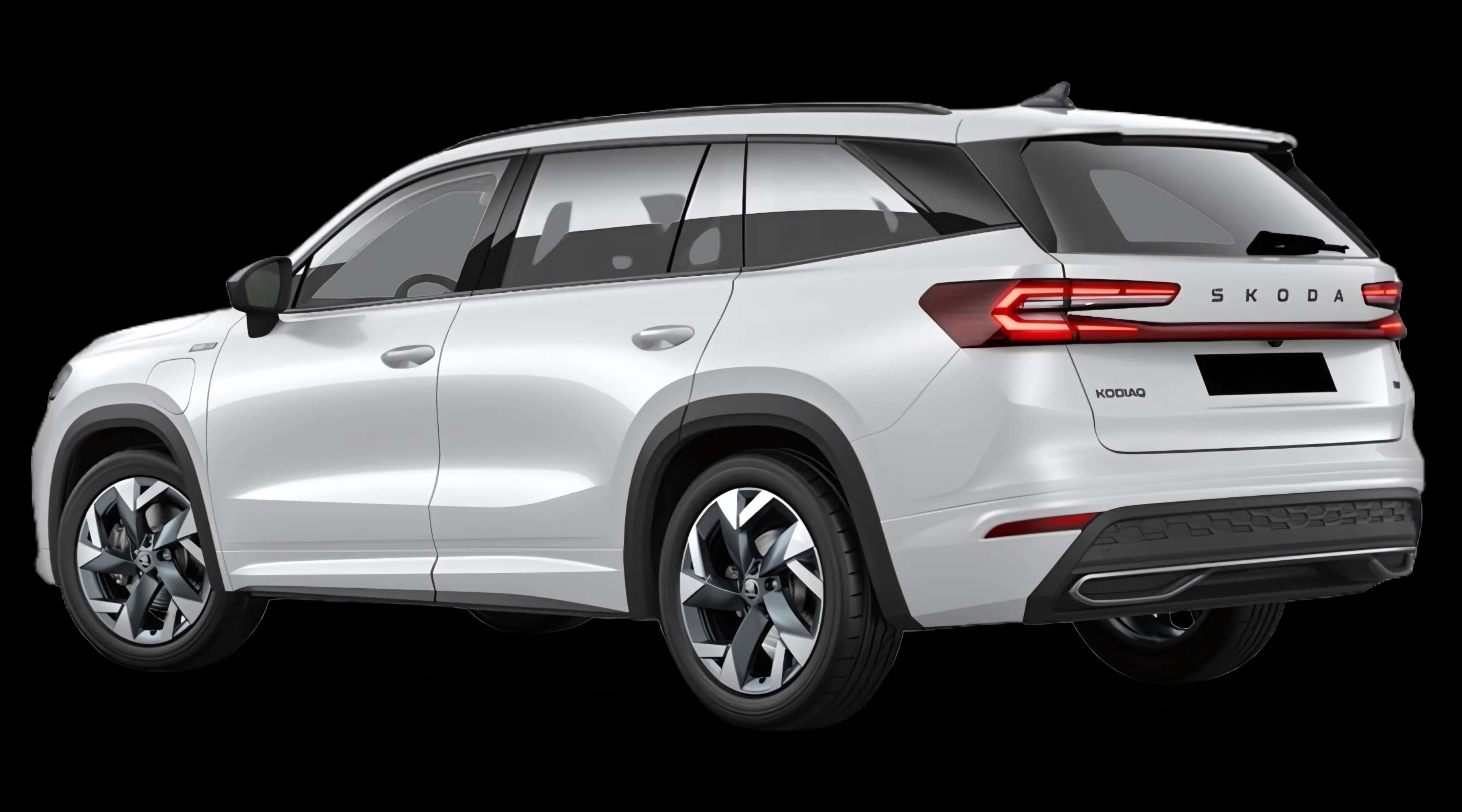 Schräge Heckansicht auf einen Skoda Kodiaq, freigestellt