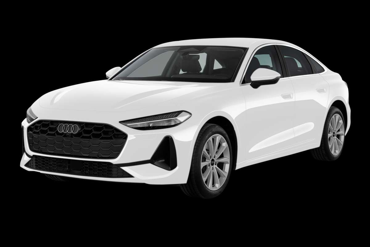 Schräge Frontansicht auf einen Audi A5, freigestellt