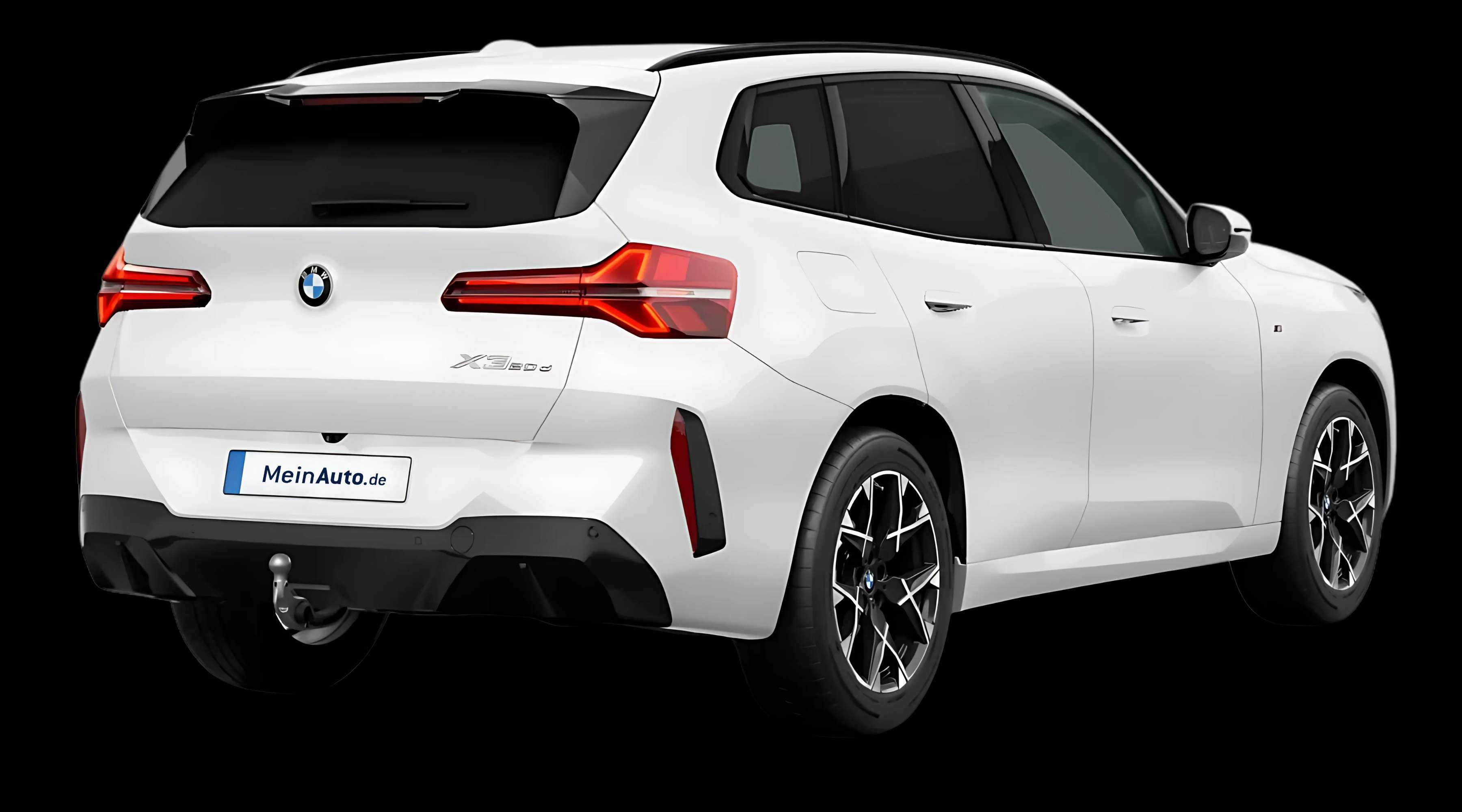 Schräge Heckansicht auf einen BMW X3, freigestellt