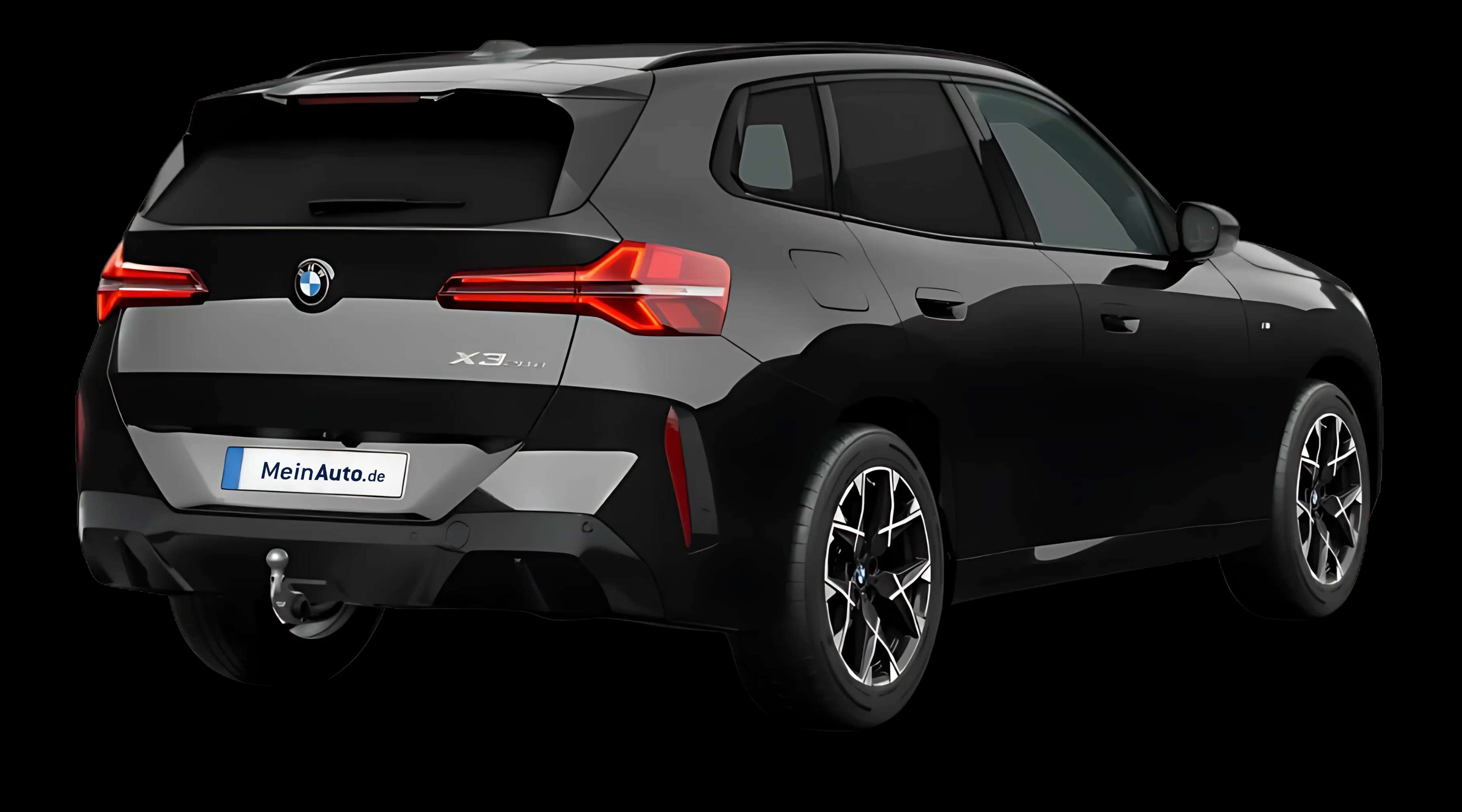 Schräge Heckansicht auf einen BMW X3, freigestellt
