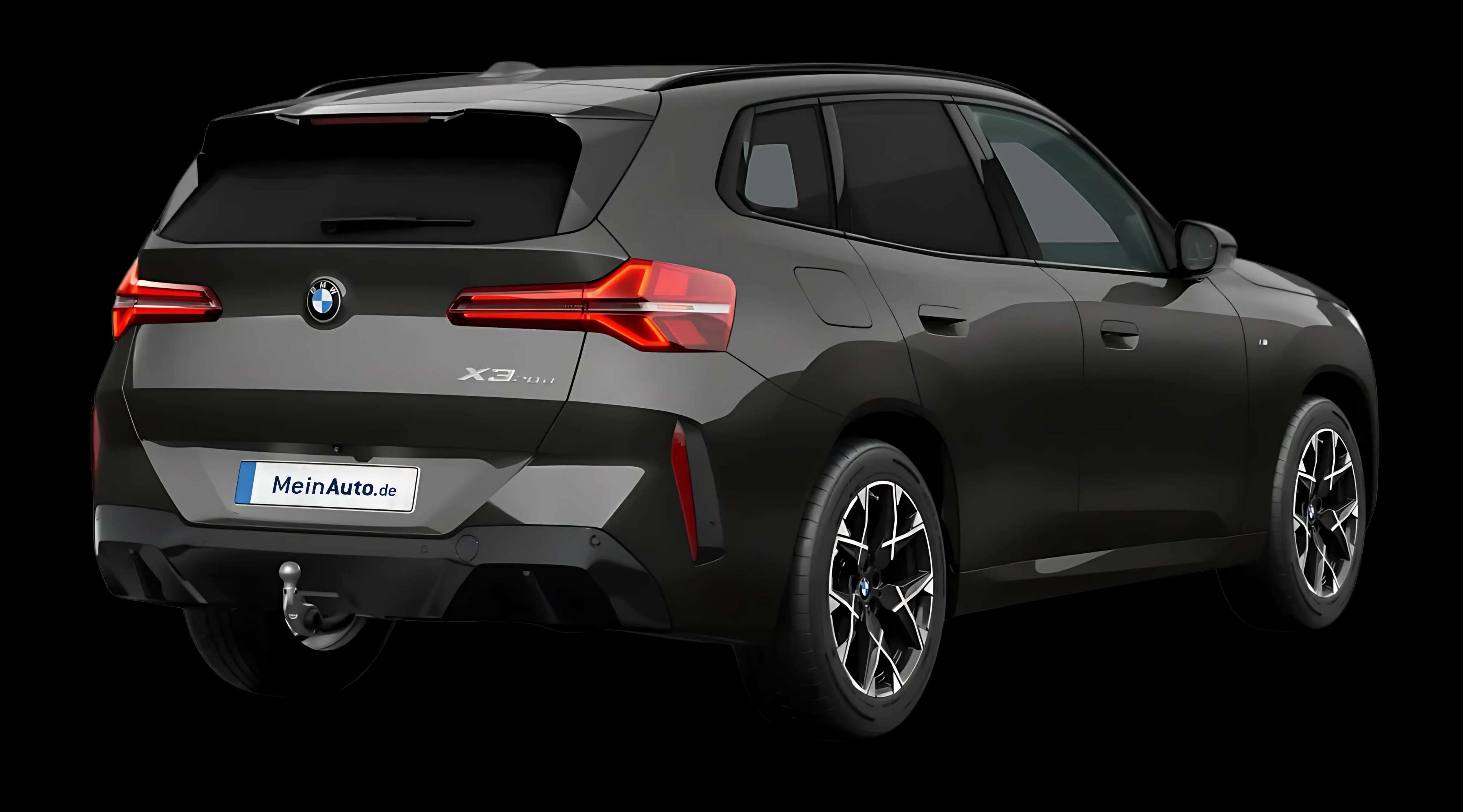 Schräge Heckansicht auf einen BMW X3, freigestellt
