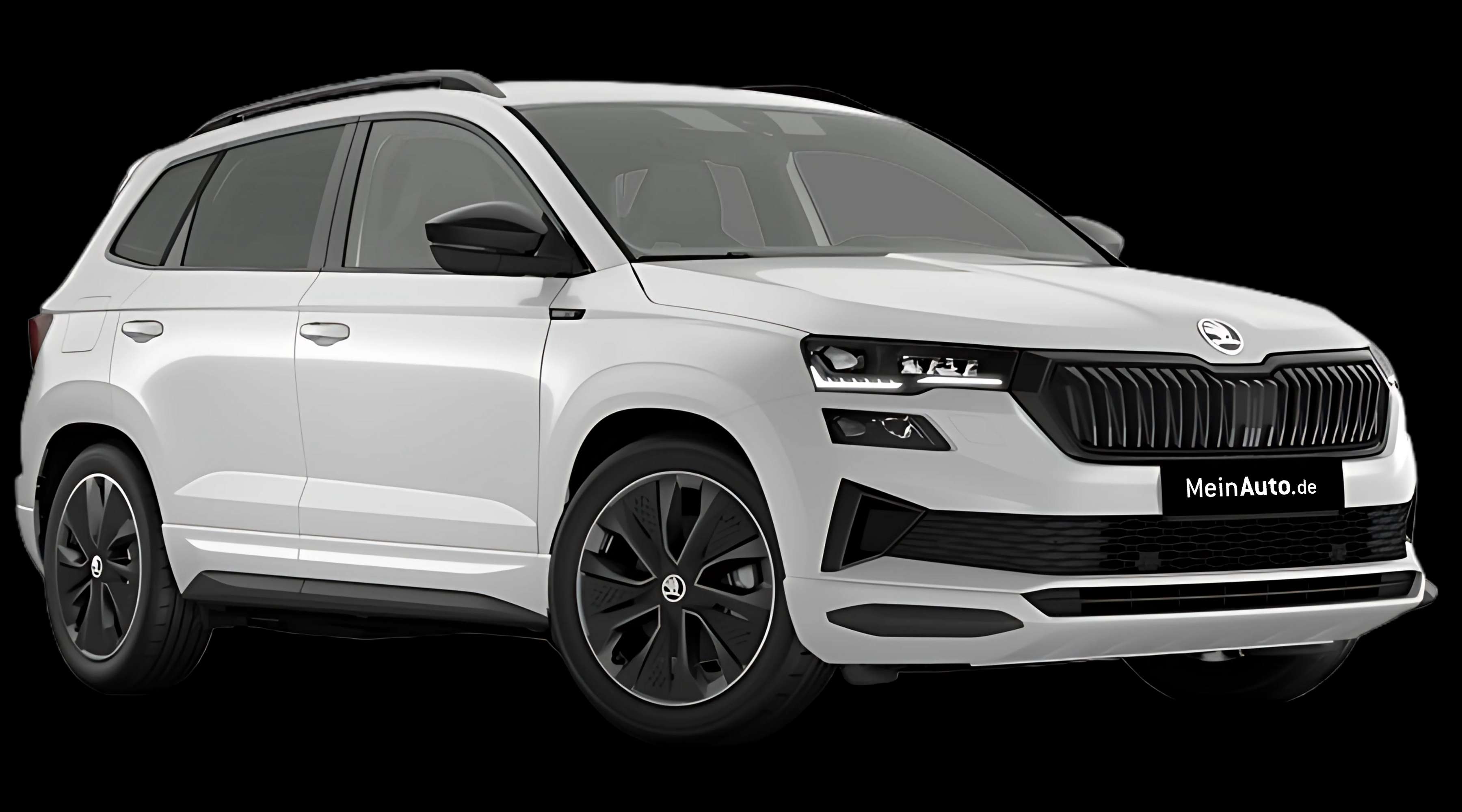 Schräge Frontansicht eines Skoda Karoq, freigestellt