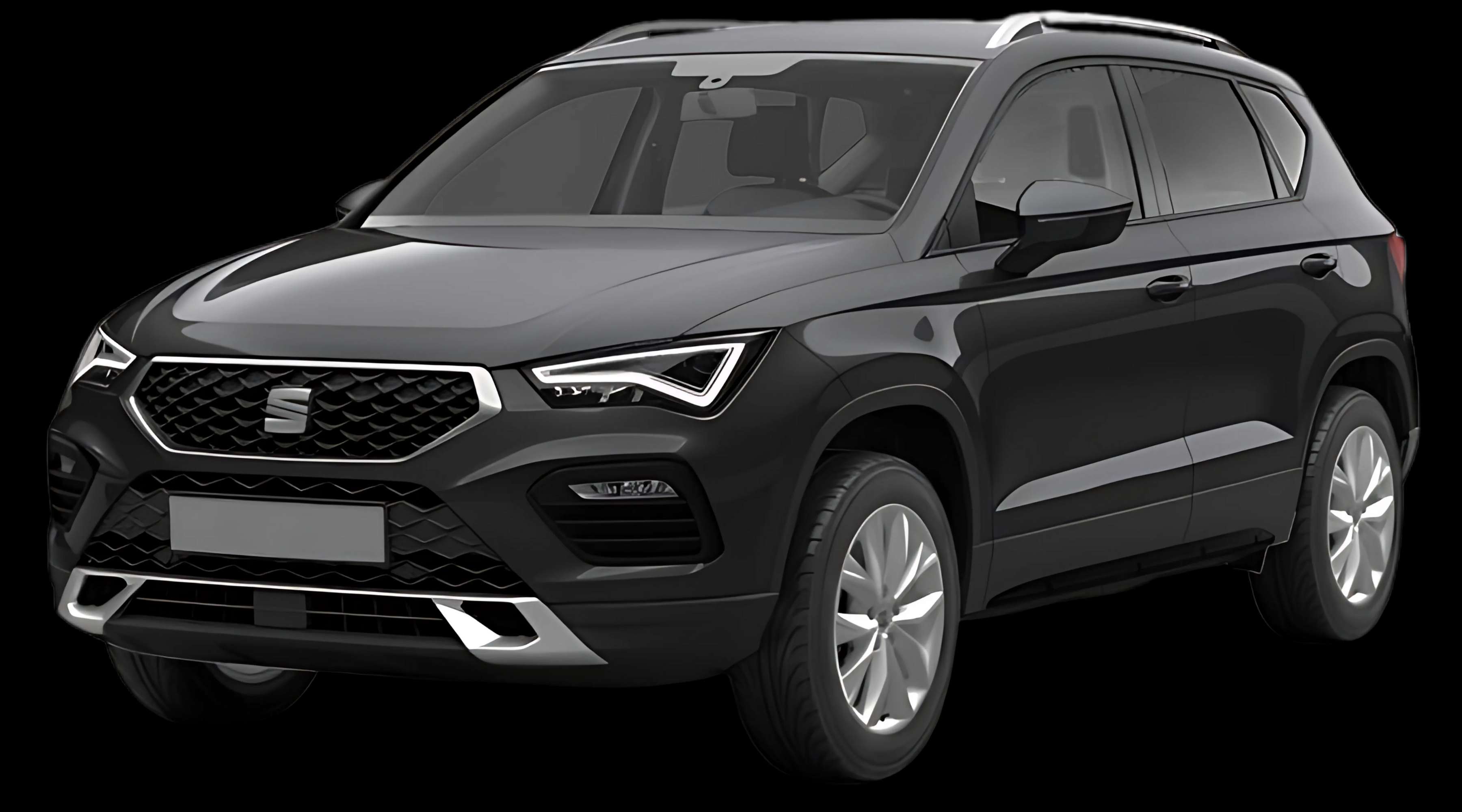 Schräge Frontansicht auf einen SEAT Ateca, freigestellt