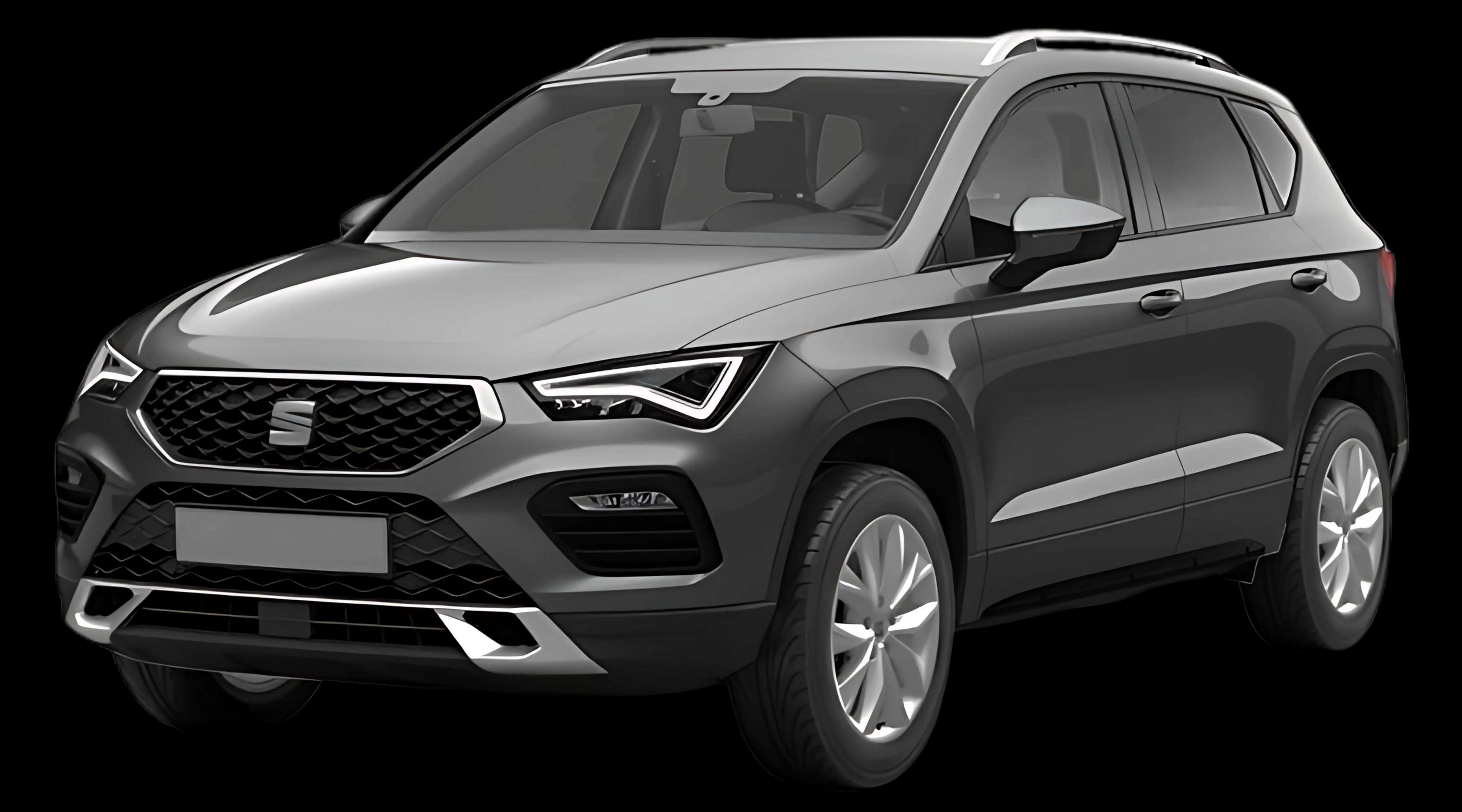 Schräge Frontansicht auf einen SEAT Ateca, freigestellt