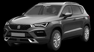 Schräge Frontansicht auf einen SEAT Ateca Road Edition, freigestellt