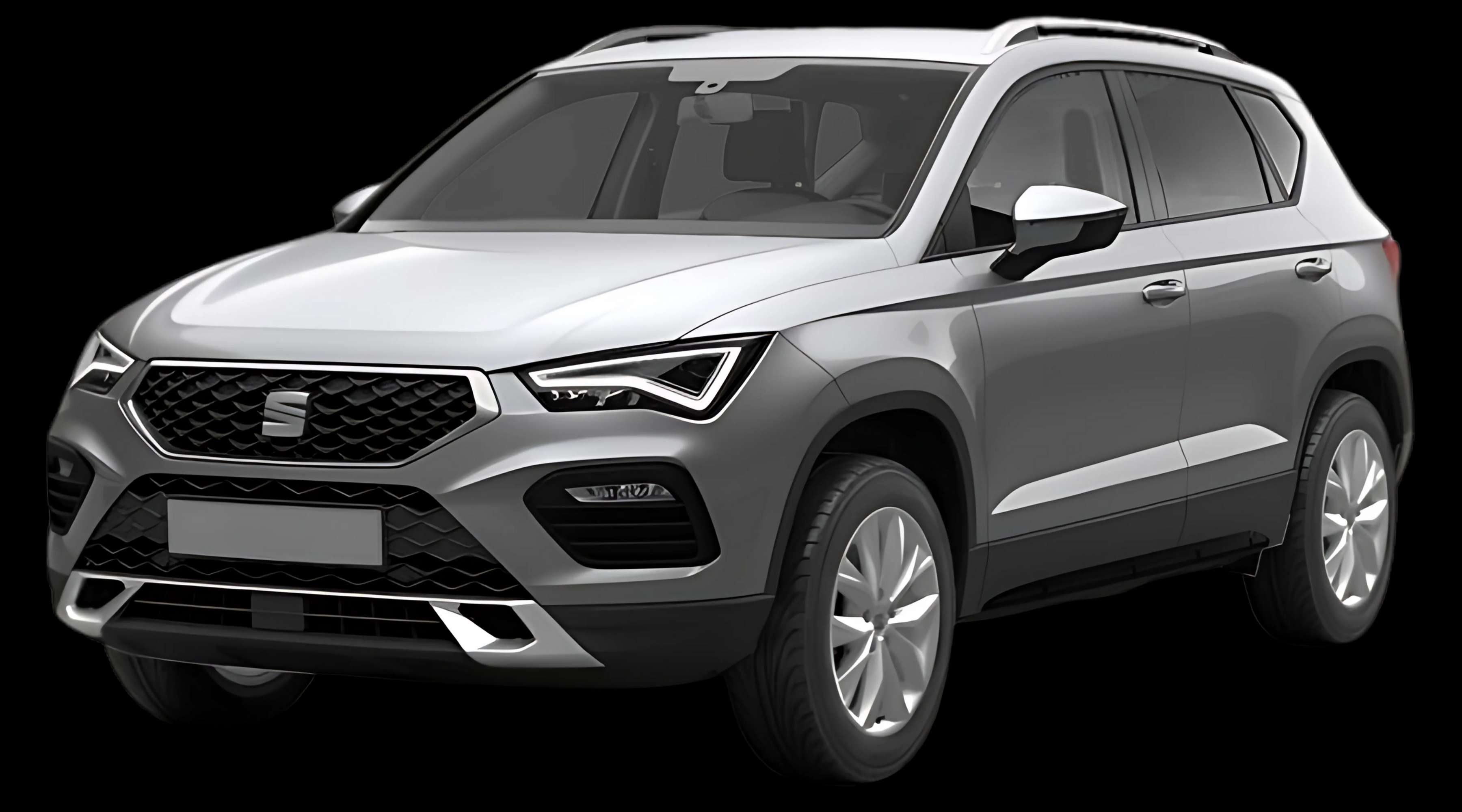 Schräge Frontansicht auf einen SEAT Ateca, freigestellt