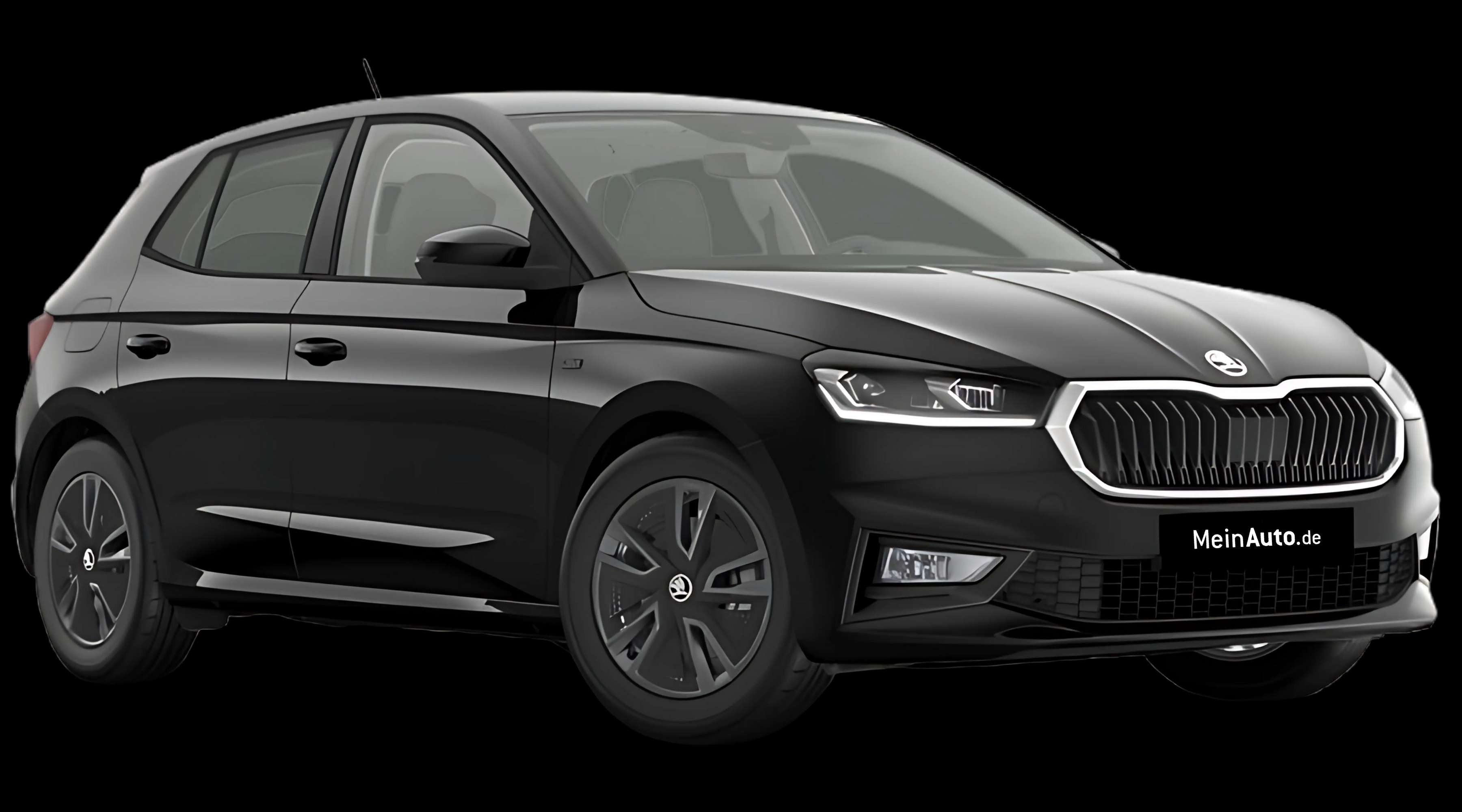 Schräge Frontansicht auf einen Skoda Fabia, freigestellt