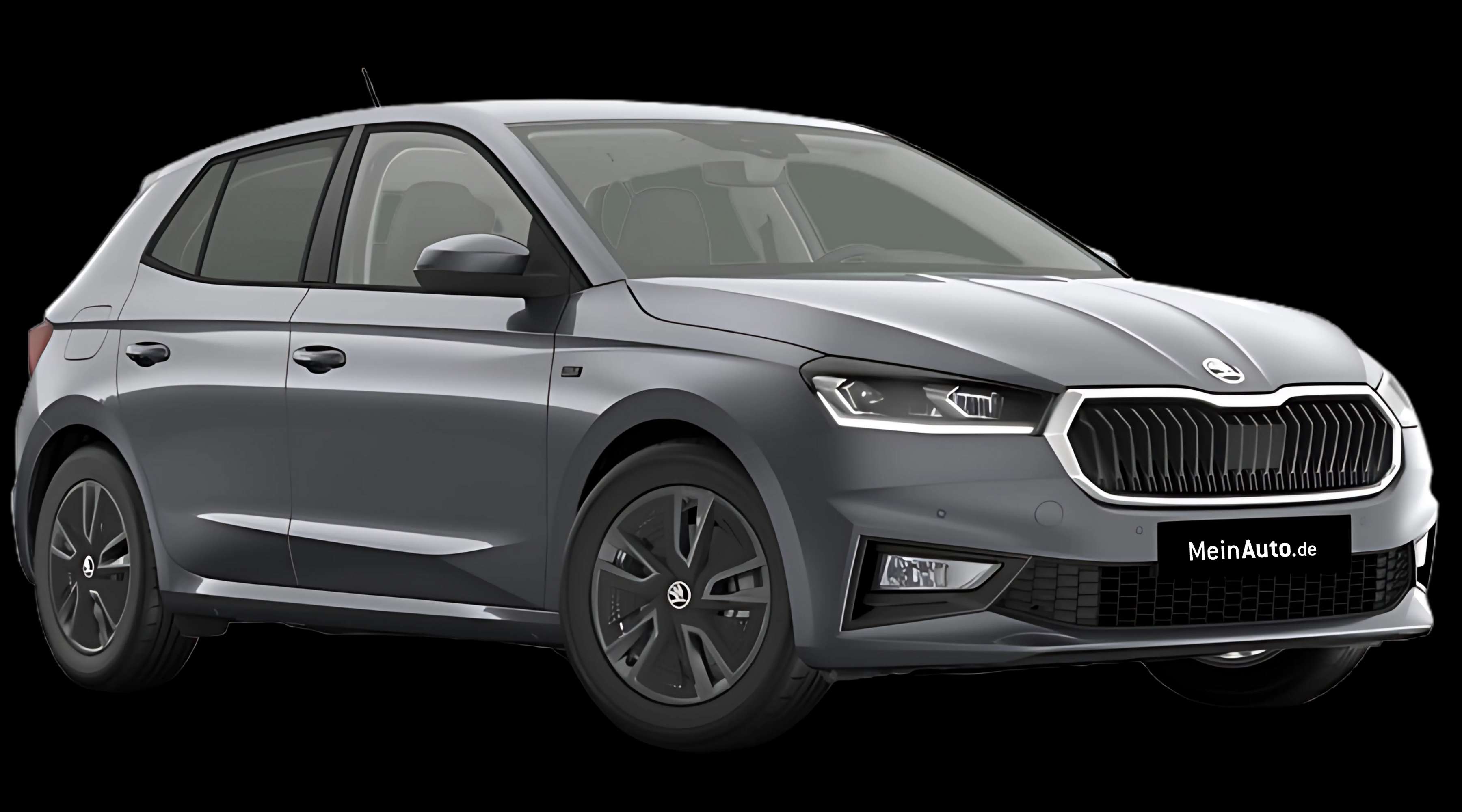 Schräge Frontansicht auf einen Skoda Fabia, freigestellt