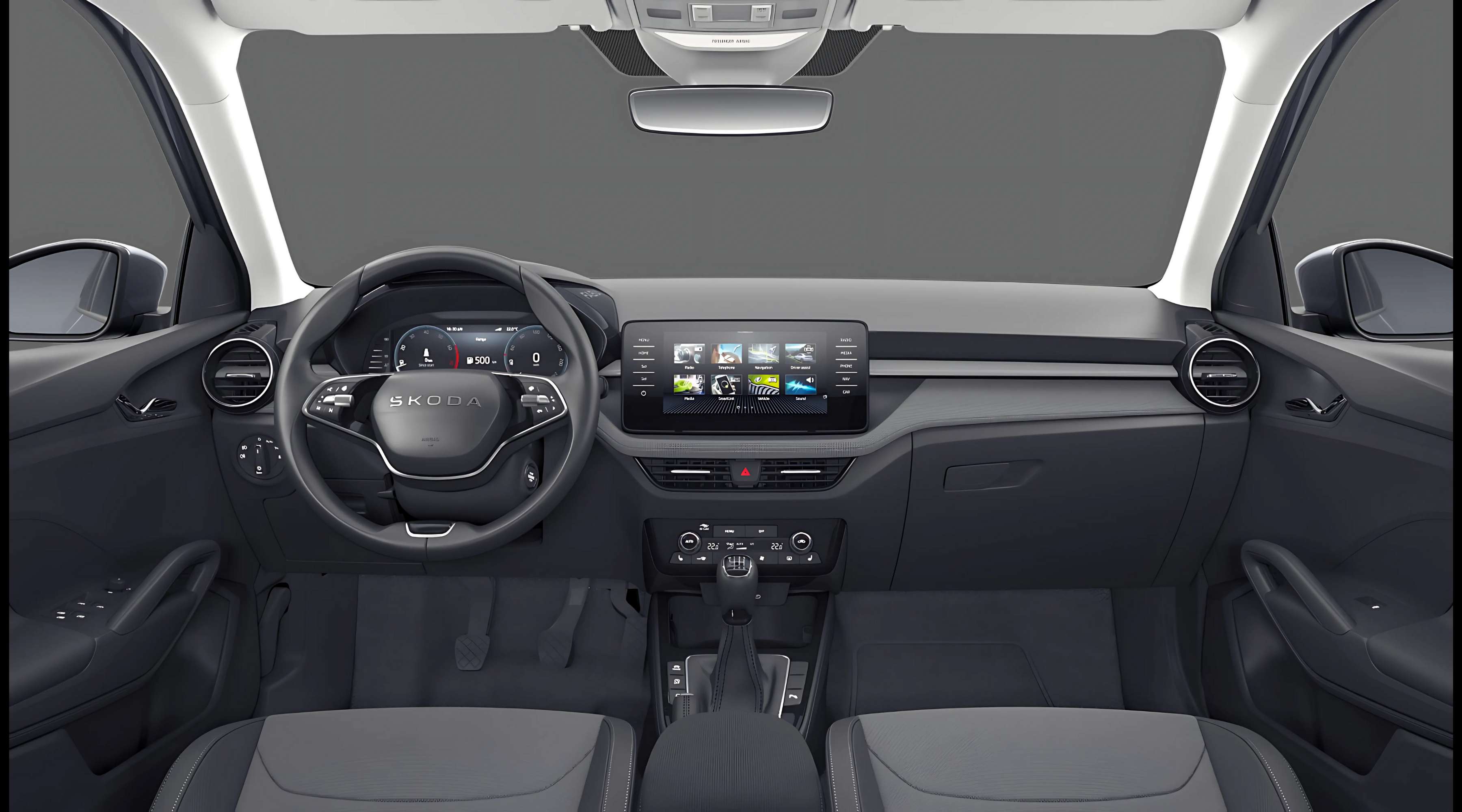 Ansicht des Armaturenbretts eines Skoda Fabia